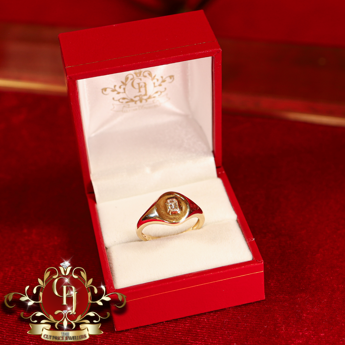 9ct Gents Signet Ring with Genuine Diamonds | The Cut Price Jewellers