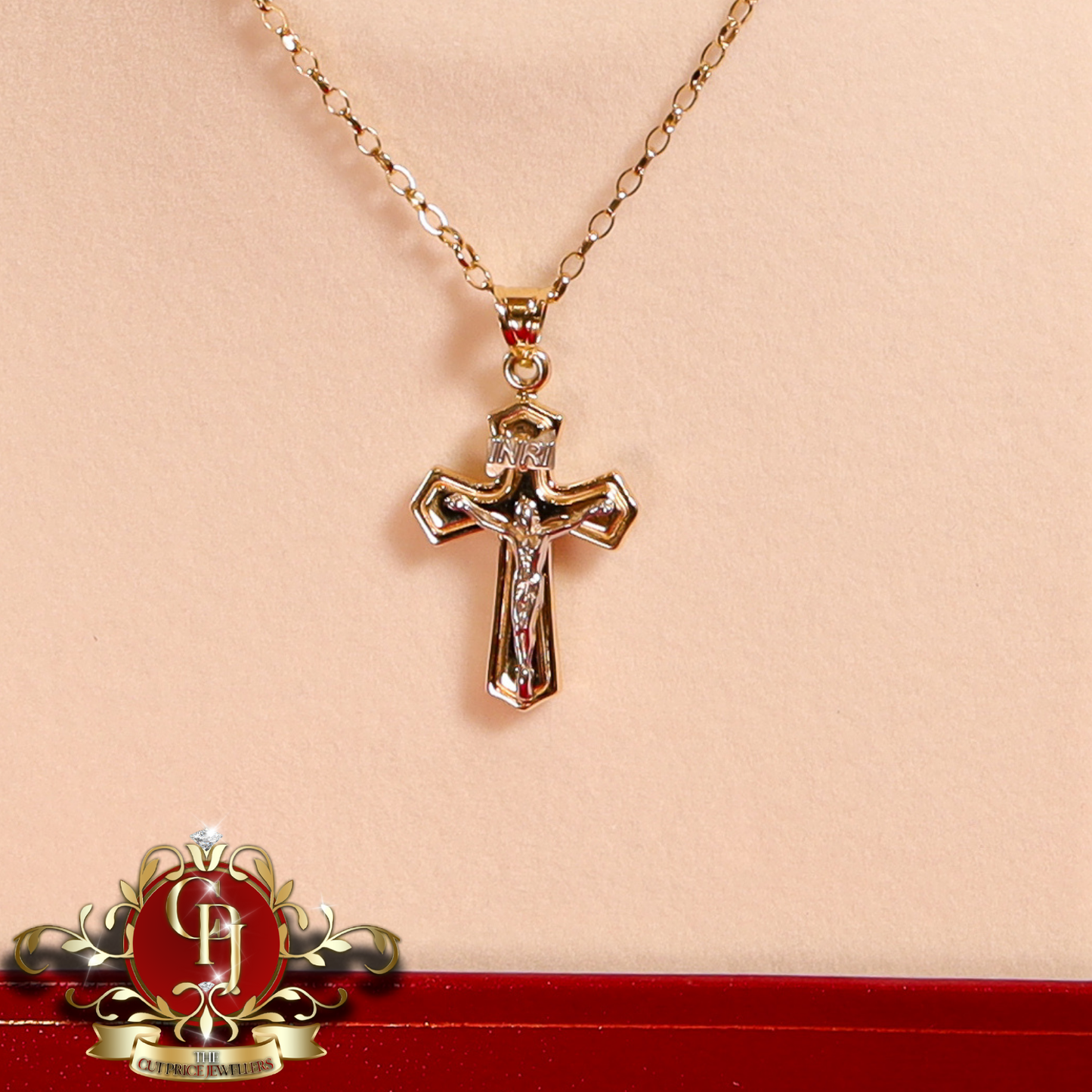 14ct Gold Crucifix with Chain | The Cut Price Jewellers