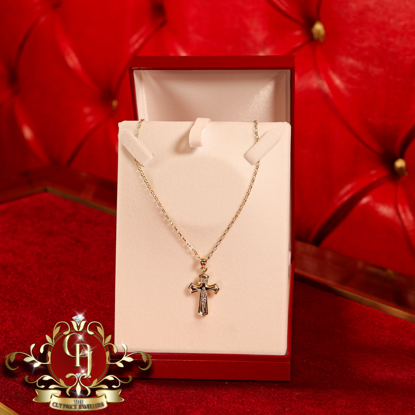 14ct Gold Crucifix with Chain | The Cut Price Jewellers