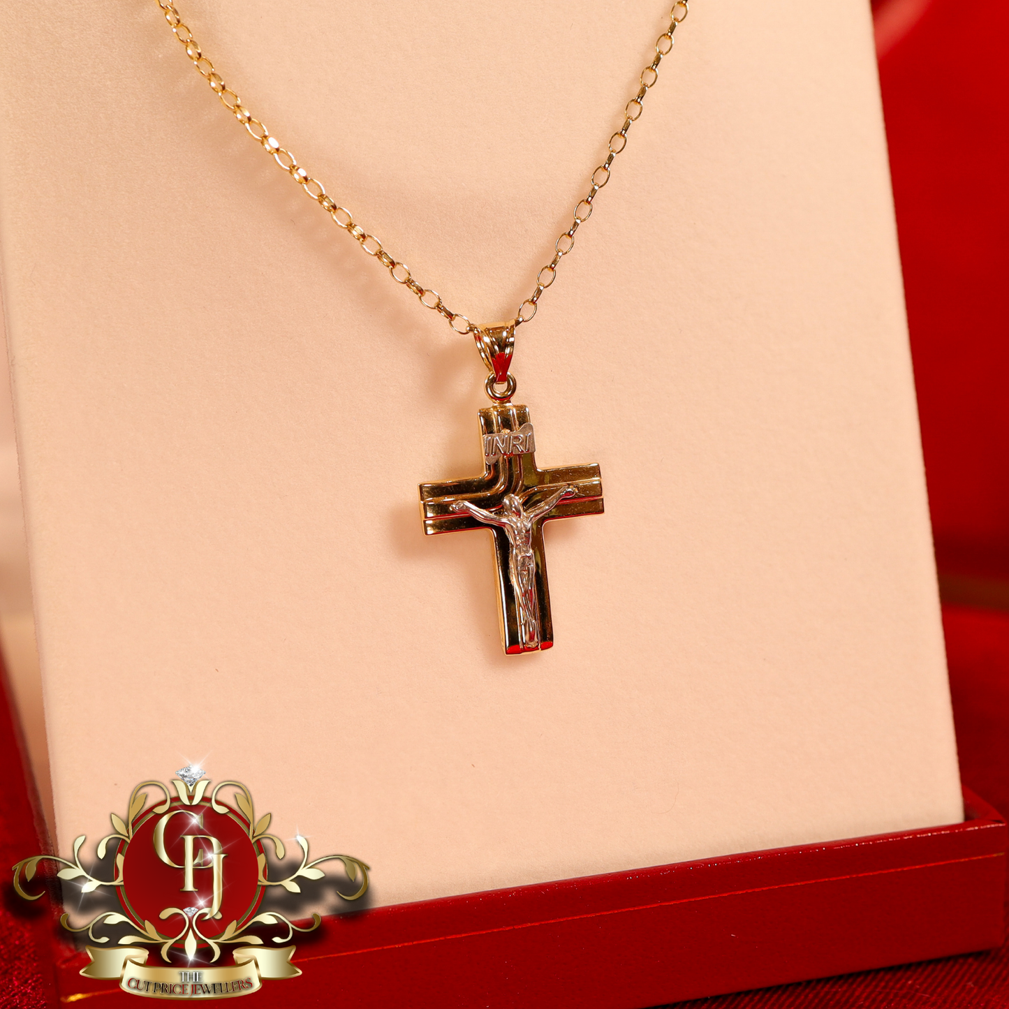 14ct Gold Crucifix with Chain | The Cut Price Jewellers