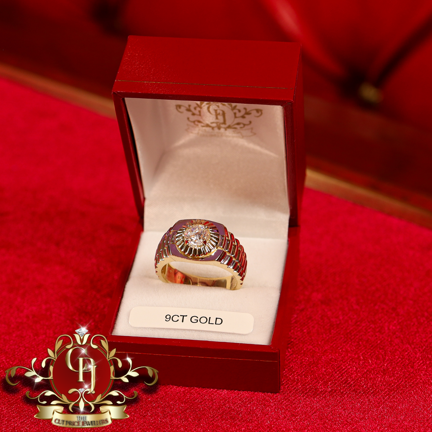 9ct Gold Rolex-Inspired Ring with Cubic Zirconia | The Cut Price Jewellers