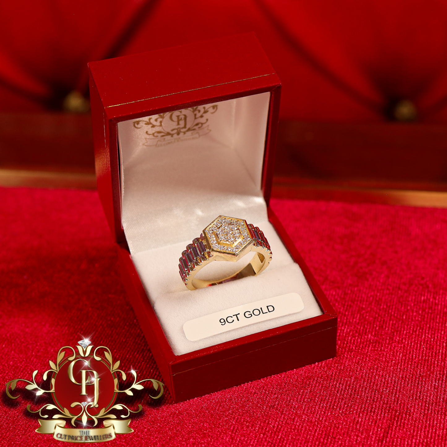 9ct Gold Rolex-Inspired Ring with Cubic Zirconia | The Cut Price Jewellers
