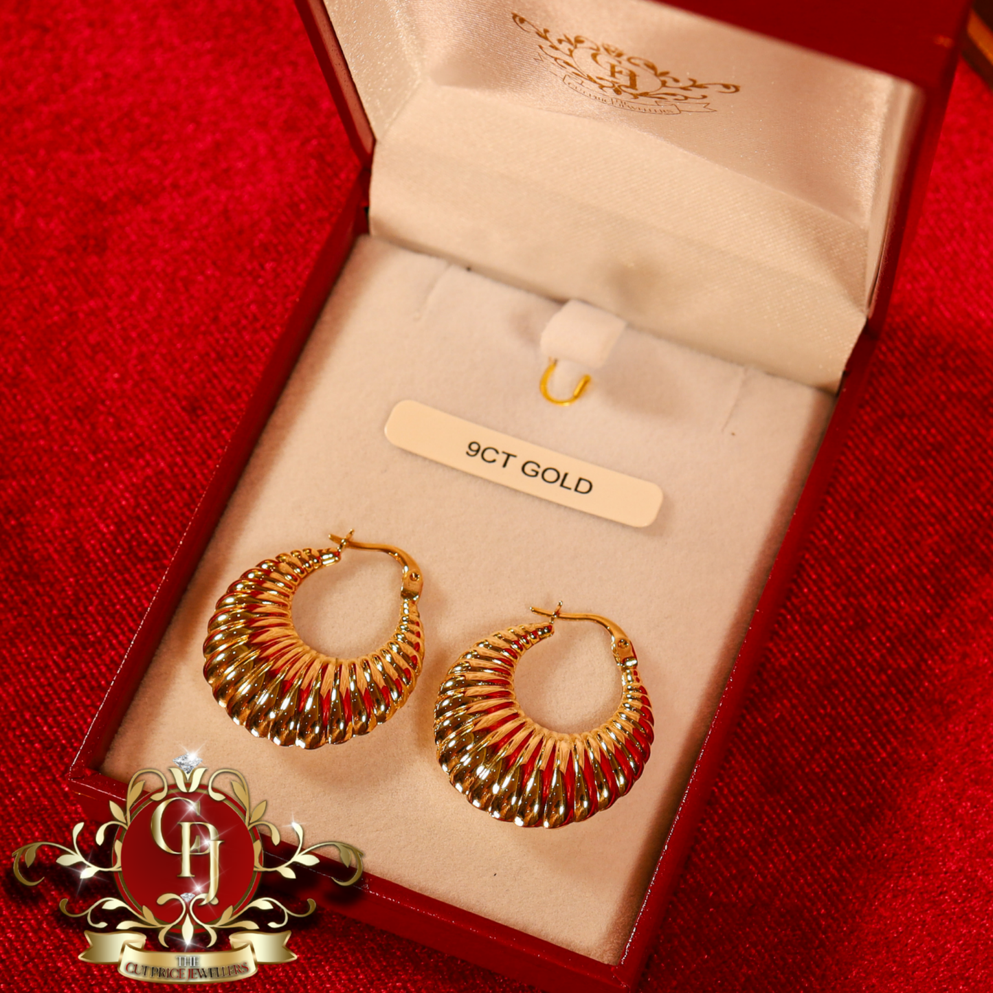 9ct Gold "Ariel" Hoops | The Cut Price Jewellers