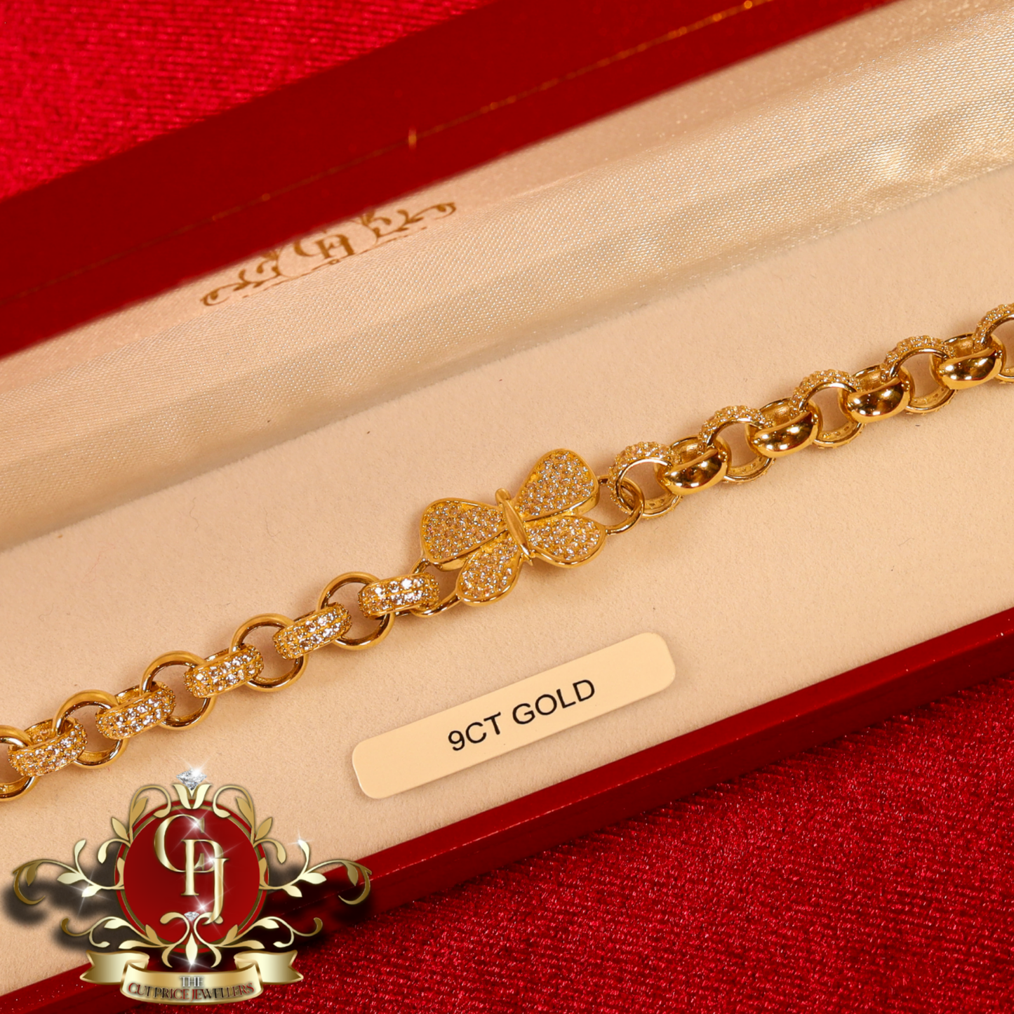 9ct Gold Butterfly Belcher Bracelet | The Cut Price Jewellers