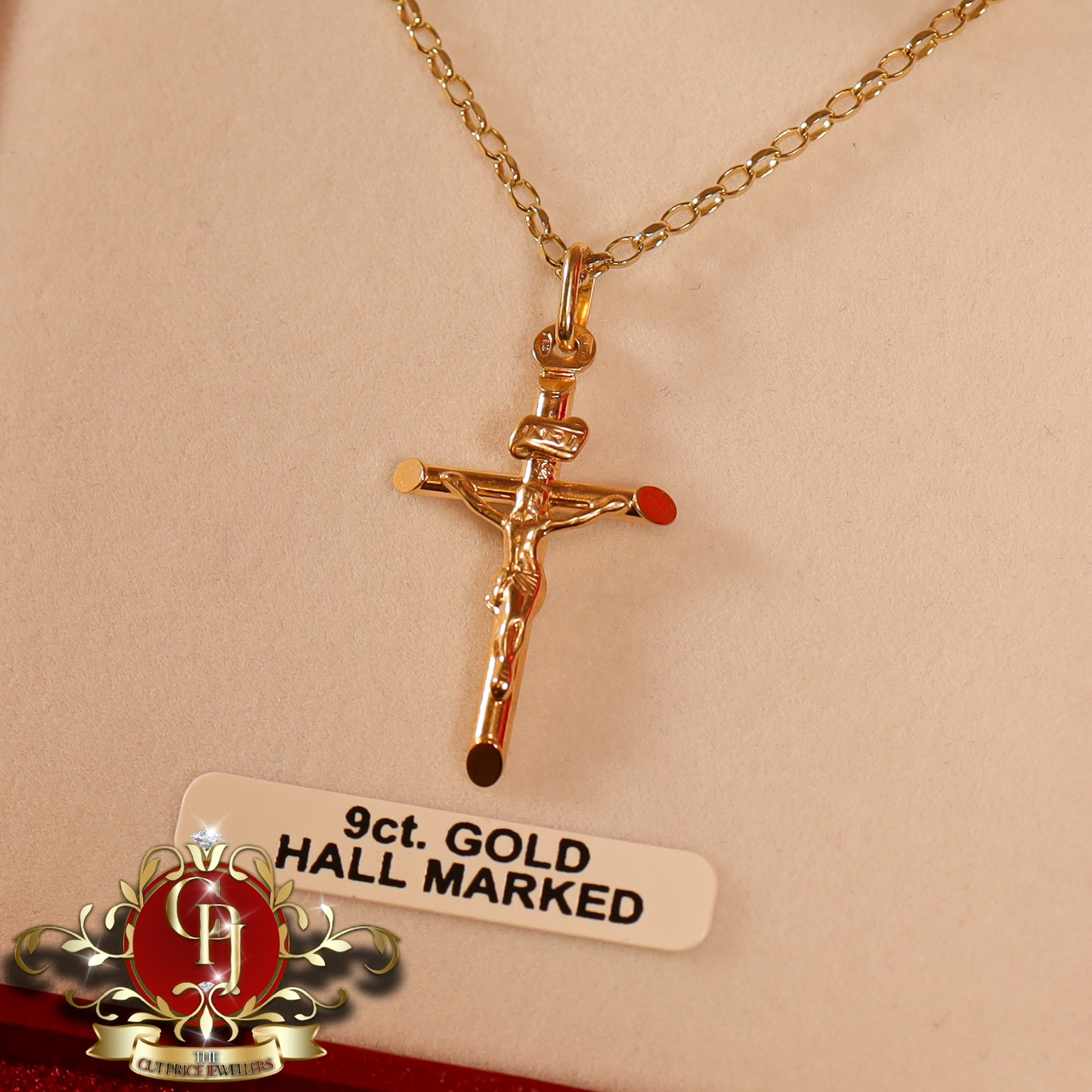 9ct Gold Crucifix with Chain | The Cut Price Jewellers
