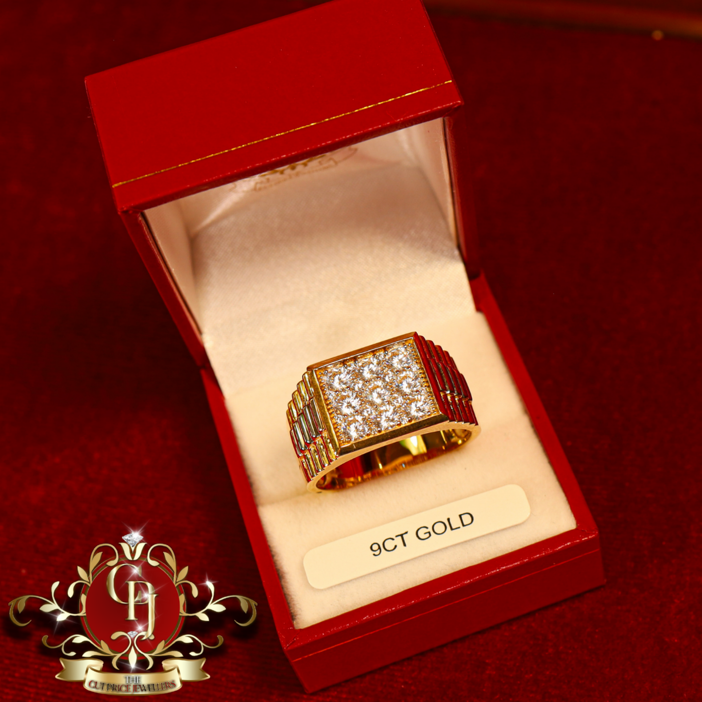 9ct Gold Rolex-Inspired "Tony" Ring with Cubic Zirconia | The Cut Price Jewellers