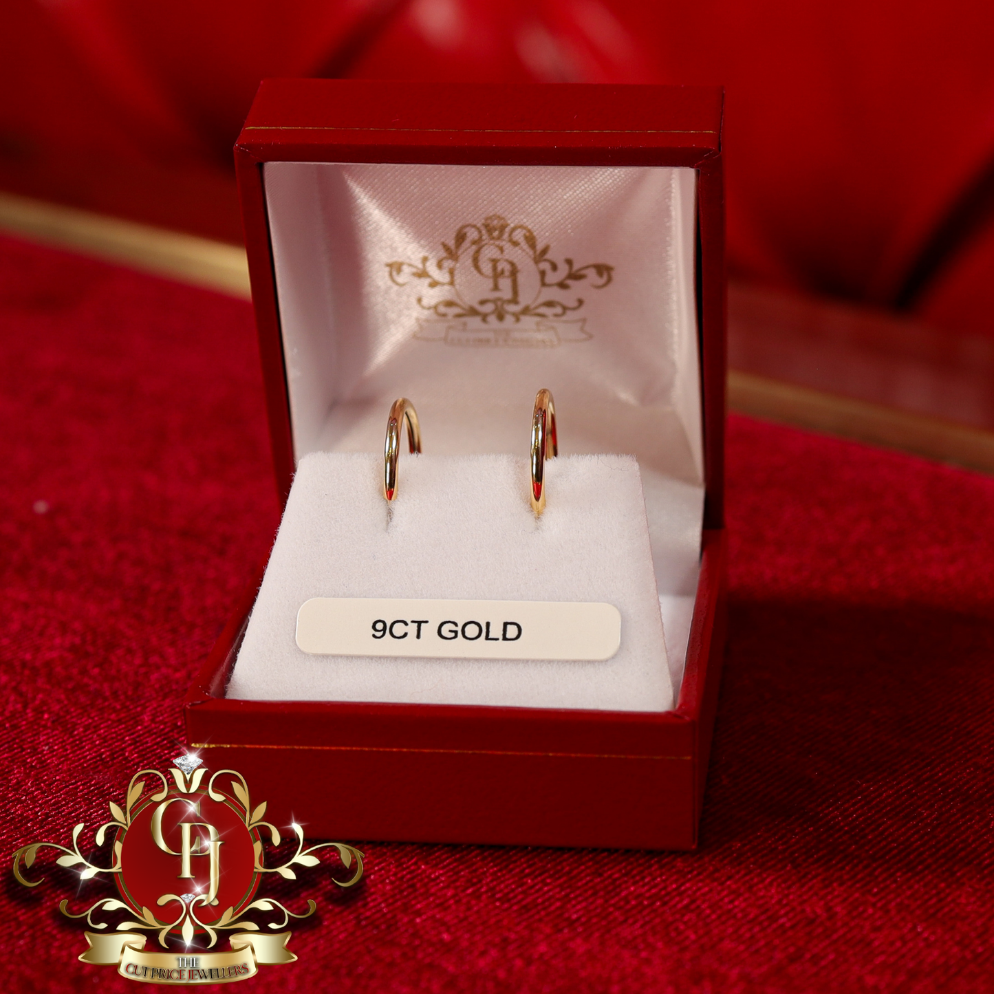 9ct Gold Sleeper Earrings (Medium) | The Cut Price Jewellers no