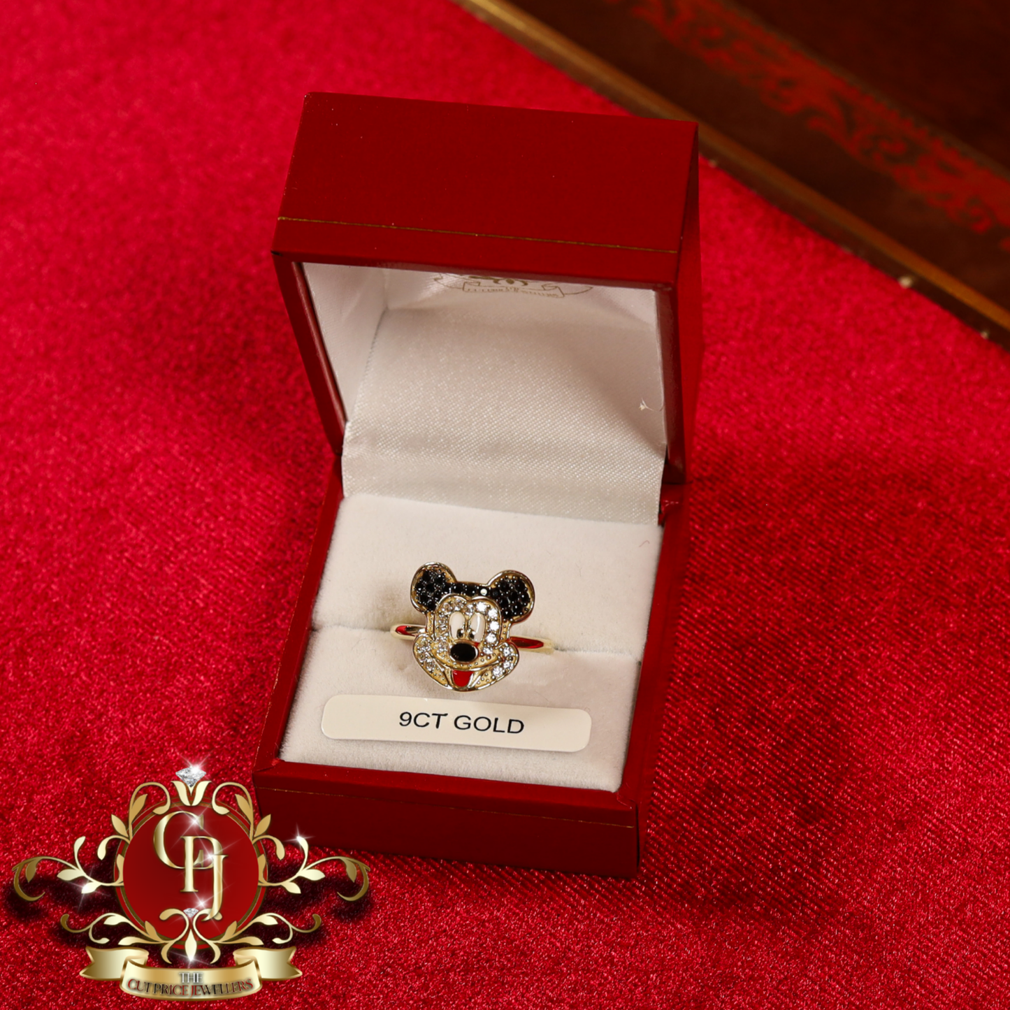 9ct "Mickey Mouse" Ring with Cubic Zirconia | The Cut Price Jewellers