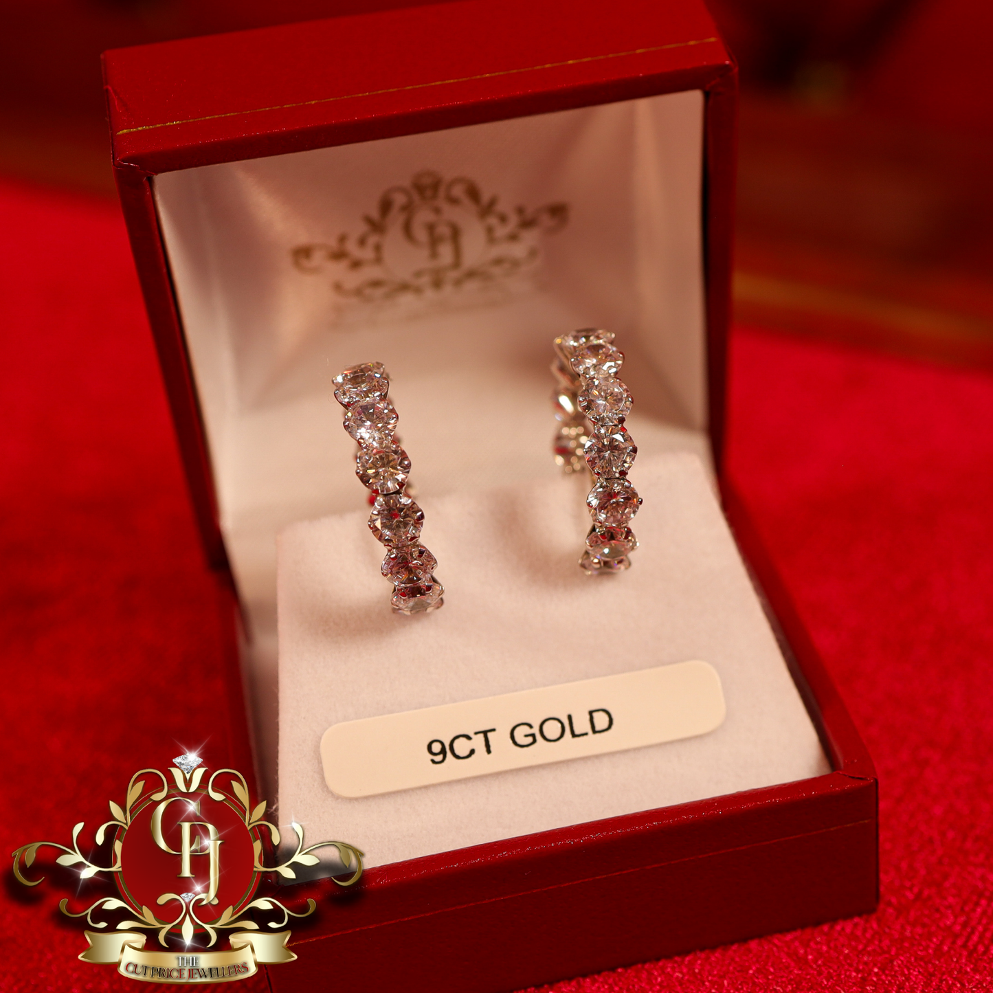 9ct White Gold Hoop Earrings | The Cut Price Jewellers