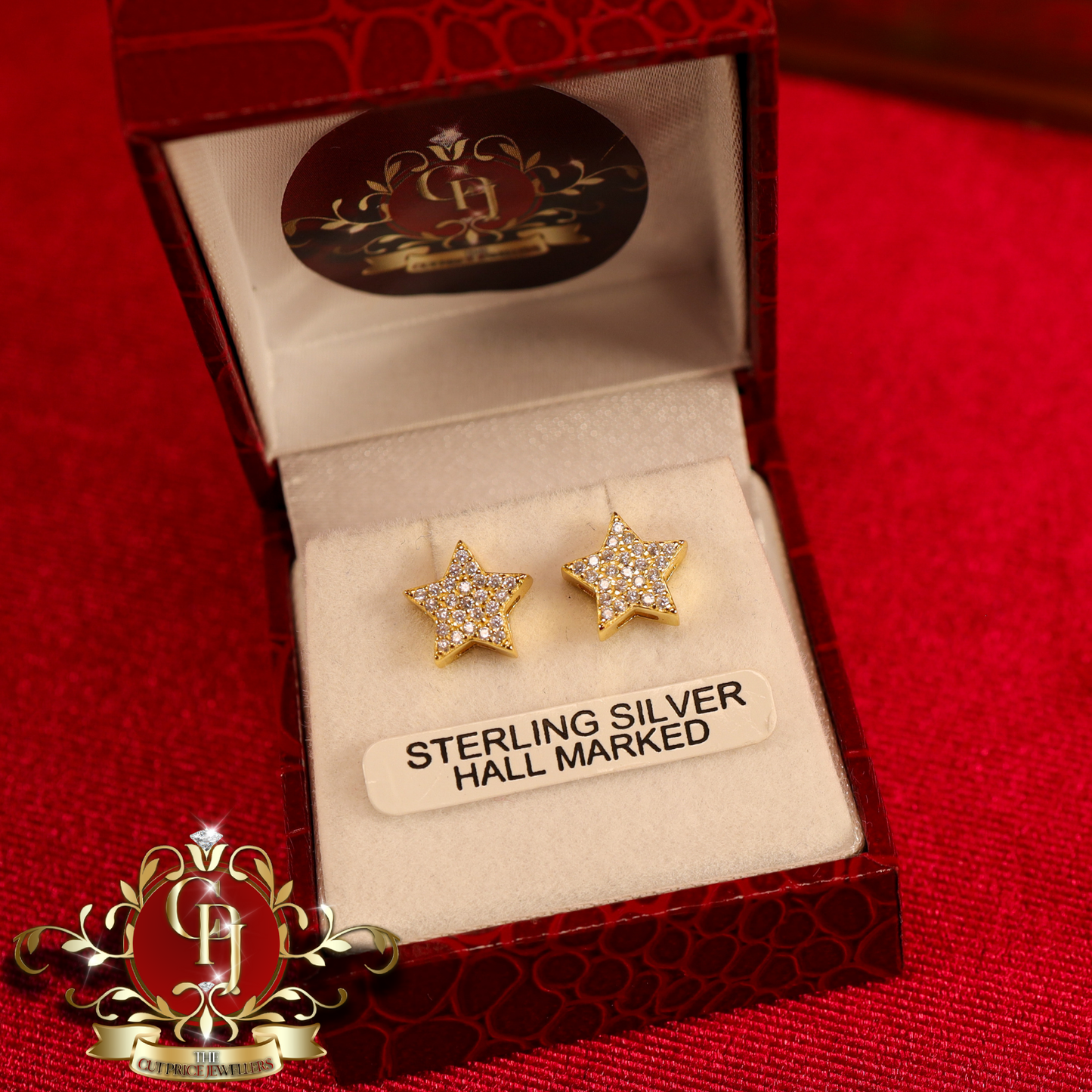 CHRISTMAS DROP NO.2: Star Studs (Gold-Plated with Cubic Zirconia) | The Cut Price Jewellers