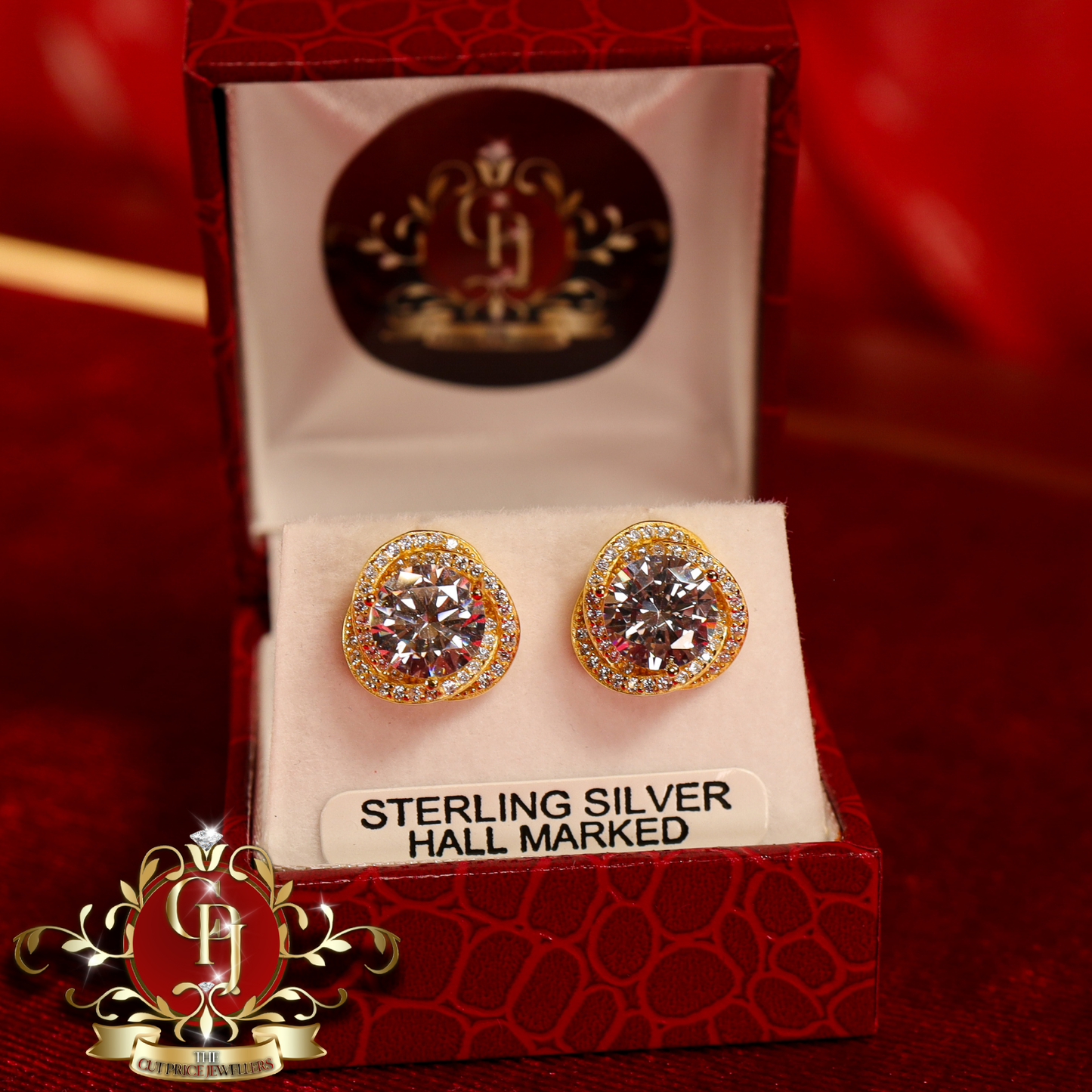 CHRISTMAS DROP NO.3: "Elsie" Studs (Gold-Plated with Cubic Zirconia) | The Cut Price Jewellers