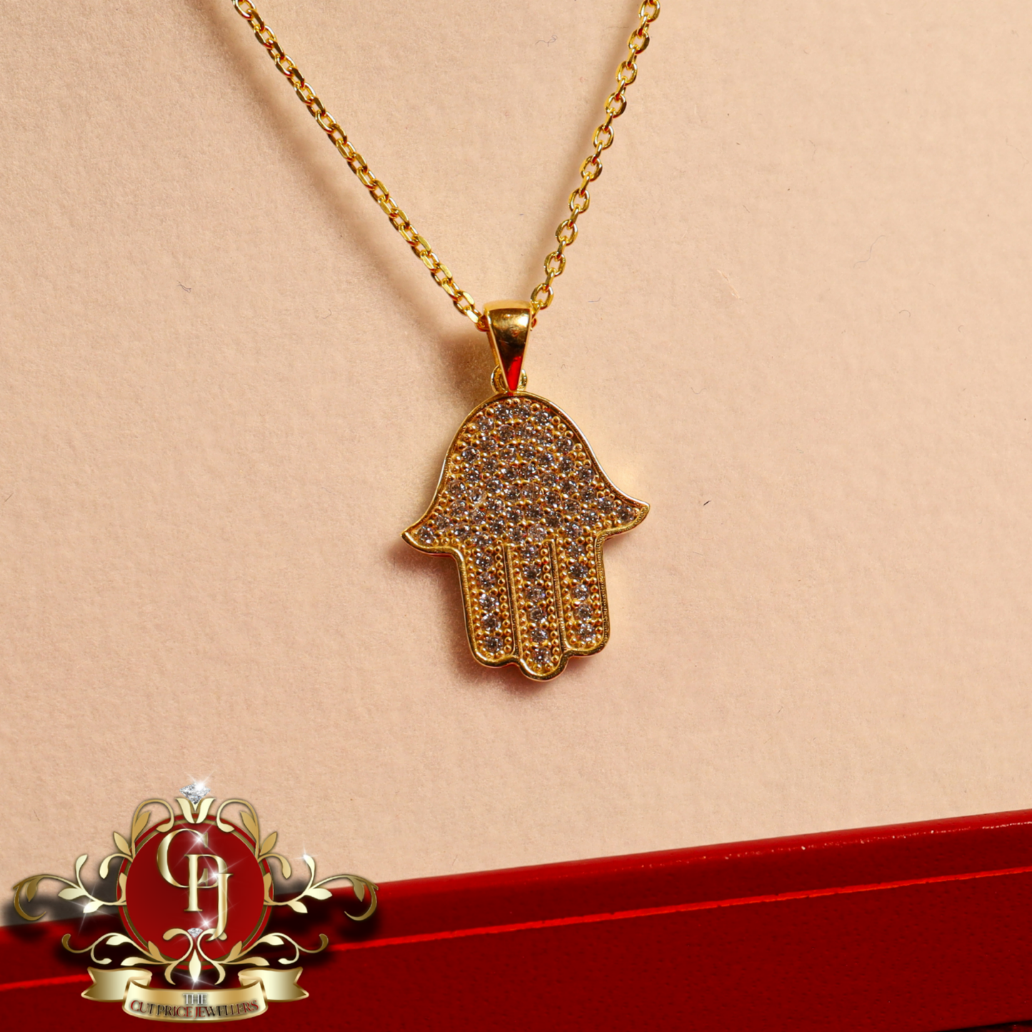 Gold-Plated "Hamsa" Chain with Cubic Zirconia | The Cut Price Jewellers