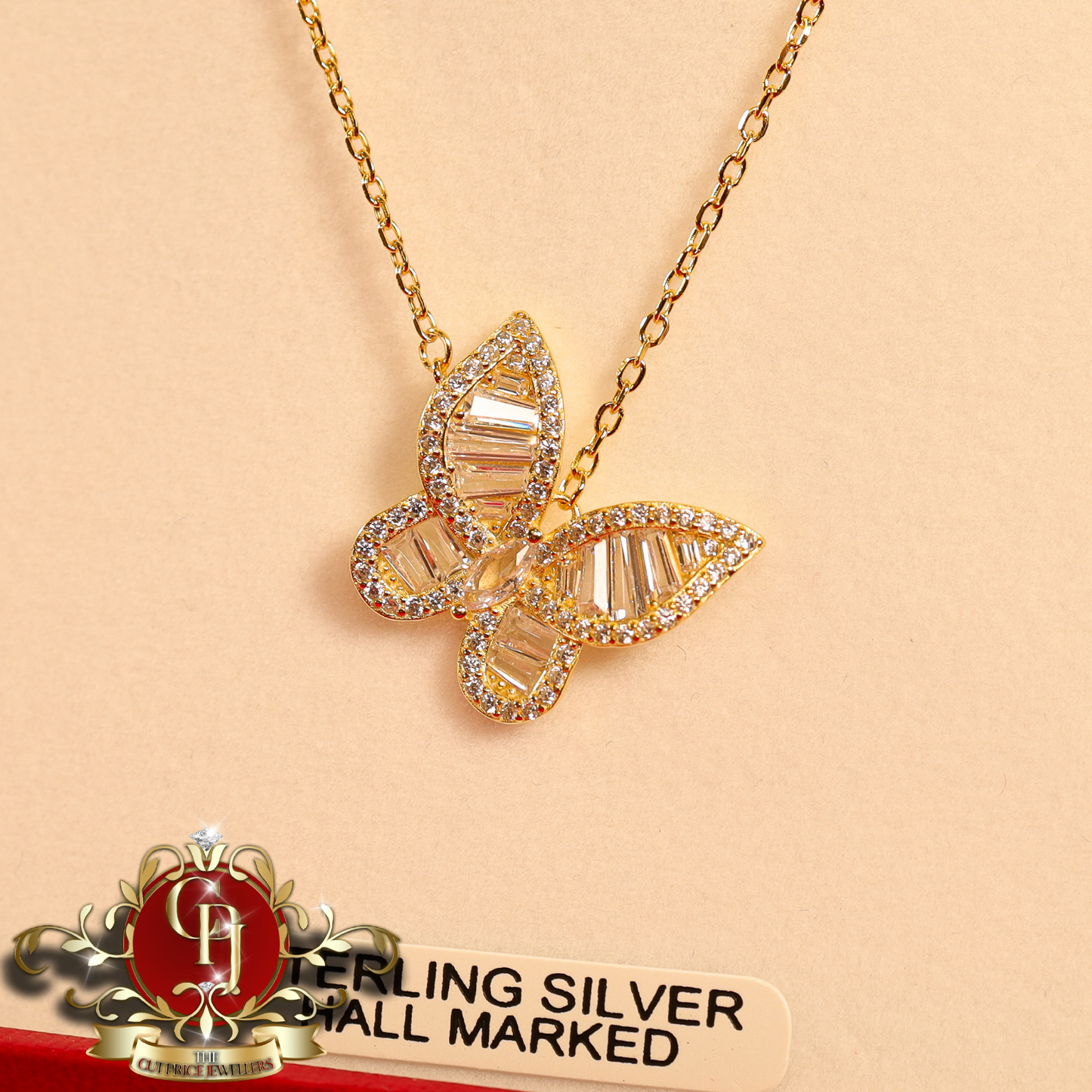 CHRISTMAS DROP NO.4: The "Heidi" Butterfly Chain (Gold-Plated with Cubic Zirconia) | The Cut Price Jewellers