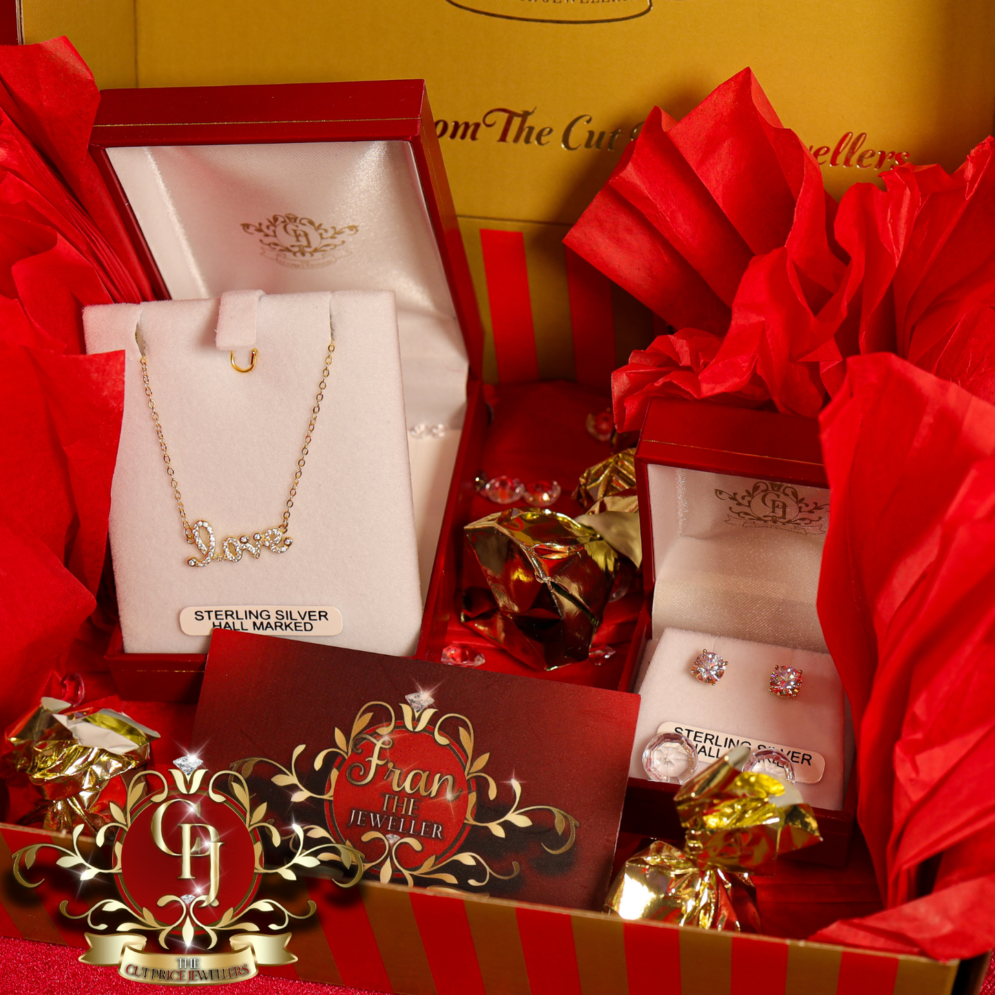 "My Love" Gift Box (Gold-Plated with Cubic Zirconia) | The Cut Price Jewellers