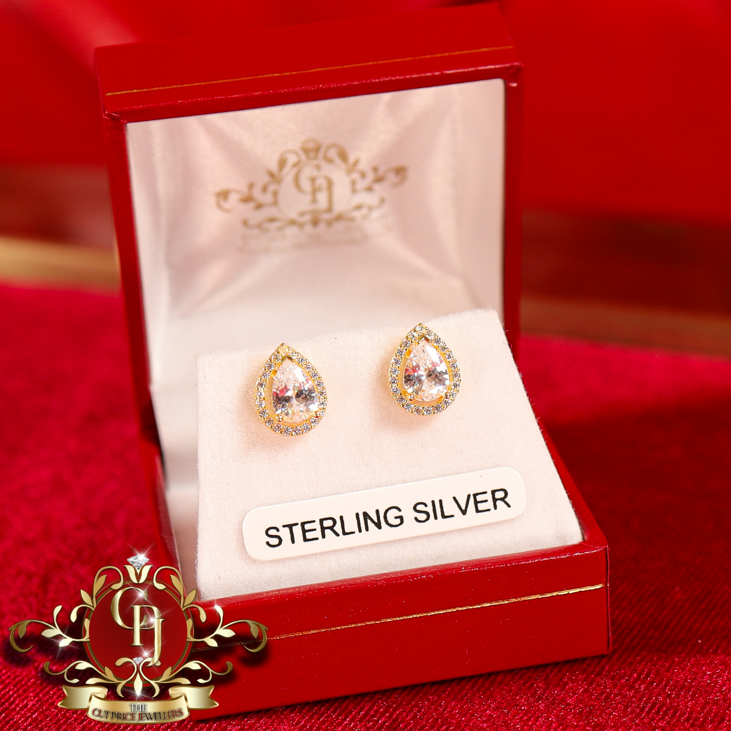The "2-in-1" Pear Studs (Gold-Plated with Cubic Zirconia) | The Cut Price Jewellers