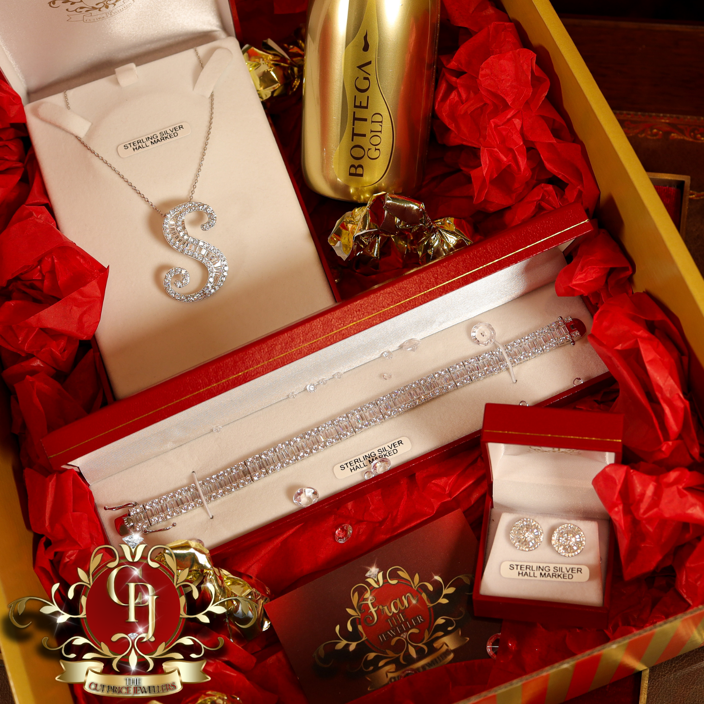 The "Initial" Gift Box (Sterling Silver with Cubic Zirconia) | The Cut Price Jewellers