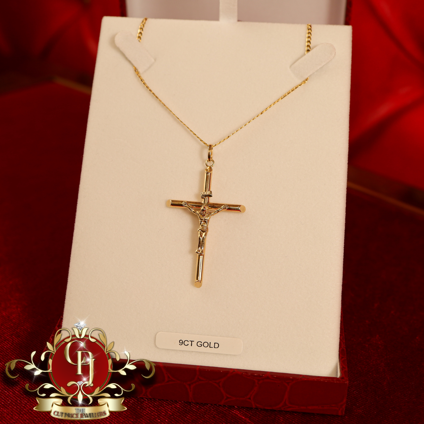 9ct Gold Crucifix with Chain | The Cut Price Jewellers