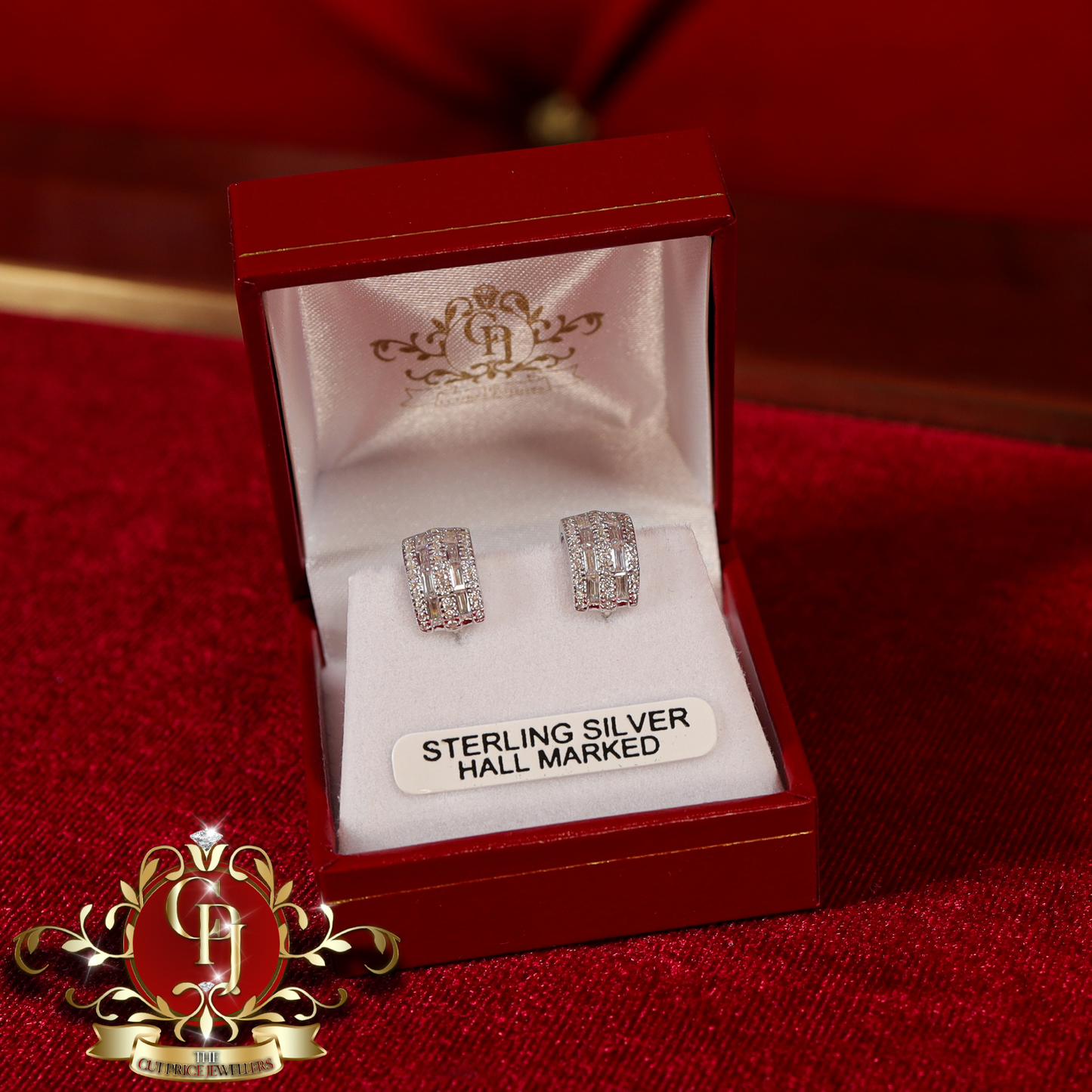 The "Isla" Hoops (Sterling Silver with Cubic Zirconia) | The Cut Price Jewellers