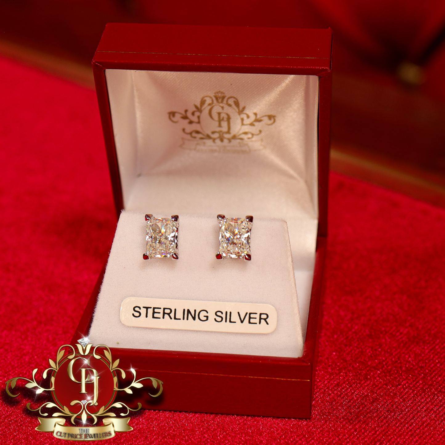 Cushion Stud Earrings (Sterling Silver with Moissanite) | The Cut Price Jewellers