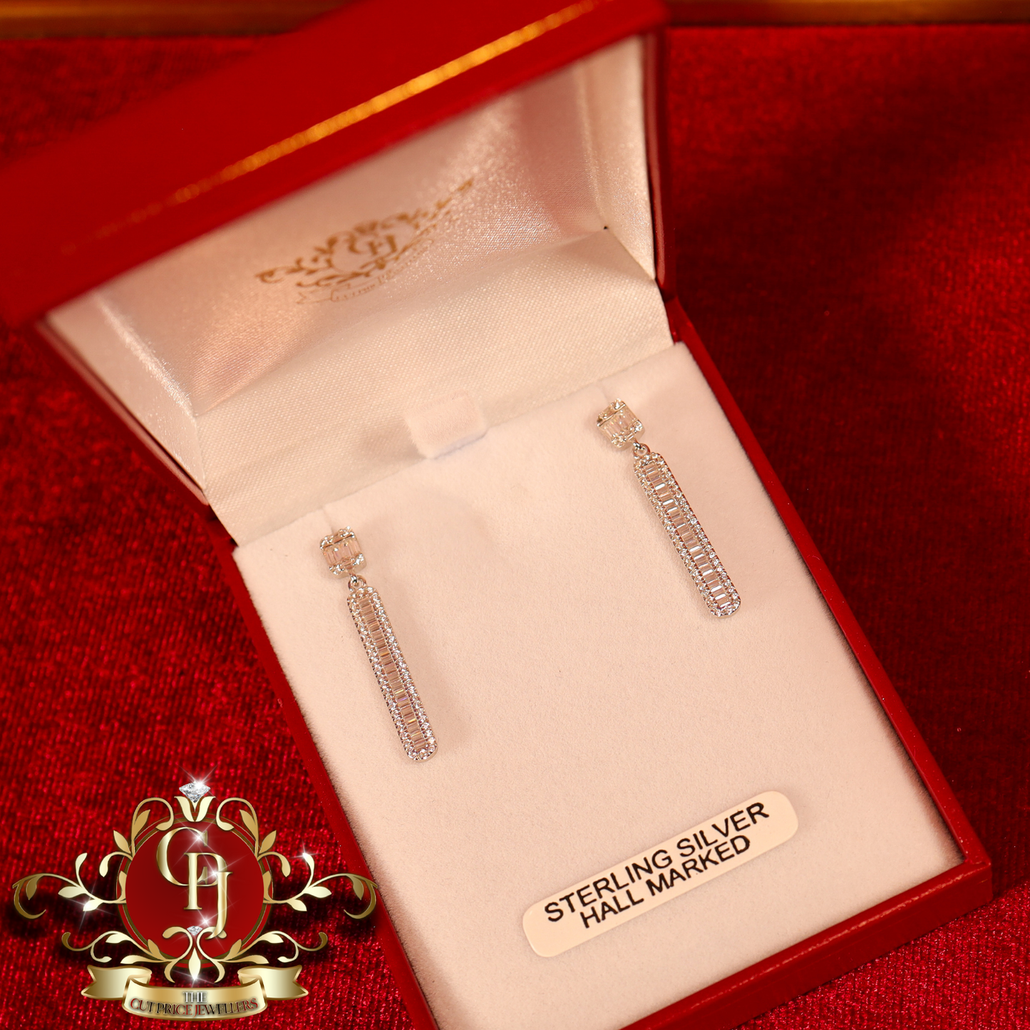 The "Ava" Drop Earrings (Sterling Silver with Cubic Zirconia) | The Cut Price Jewellers