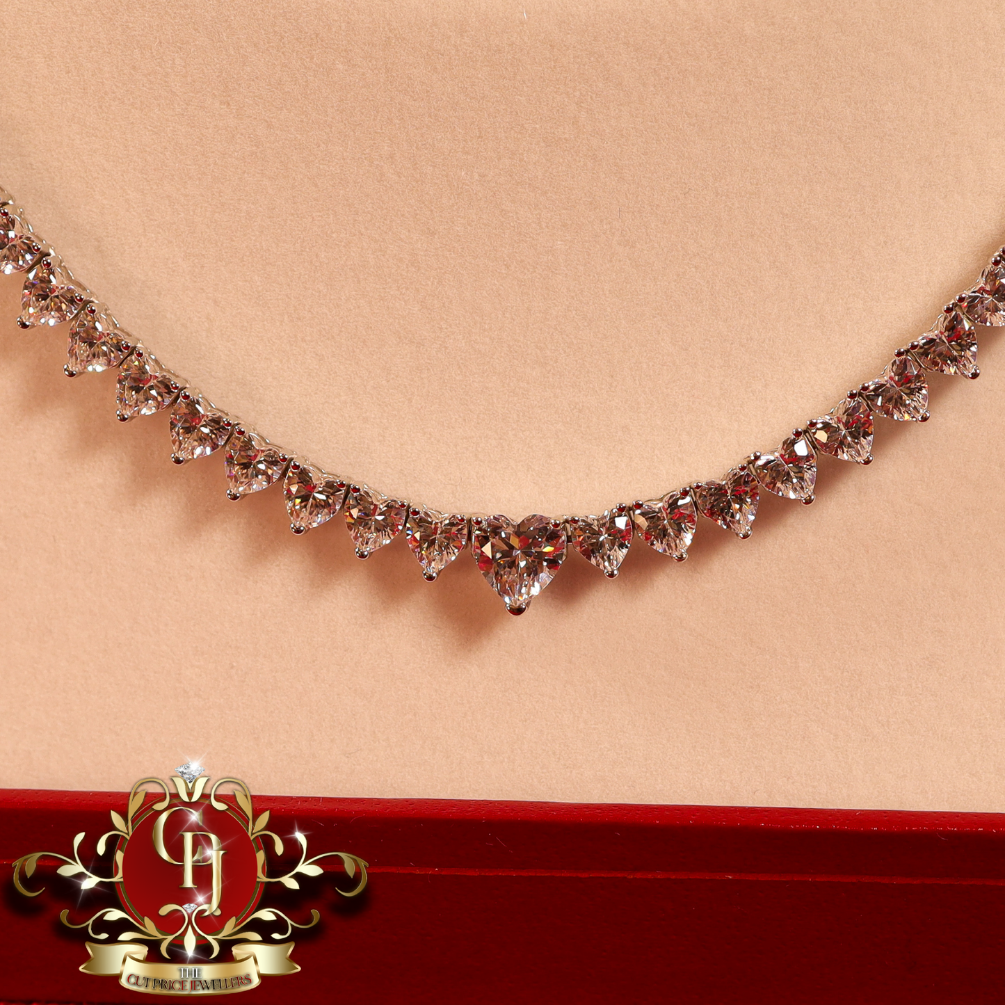 "Heart" Tennis Chain (Sterling Silver with Cubic Zirconia) | The Cut Price Jewellers