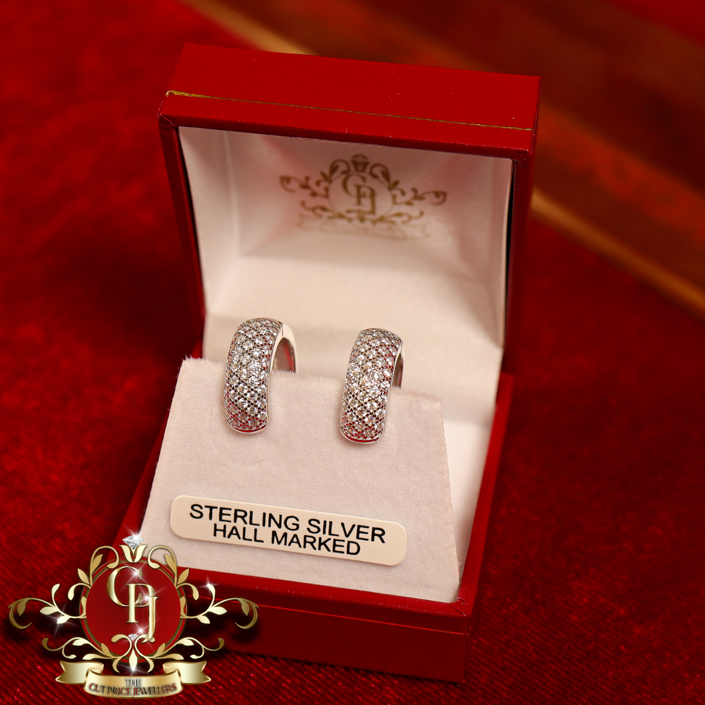 The "Libby" Hoop Earrings (Sterling Silver with Cubic Zirconia) | The Cut Price Jewellers