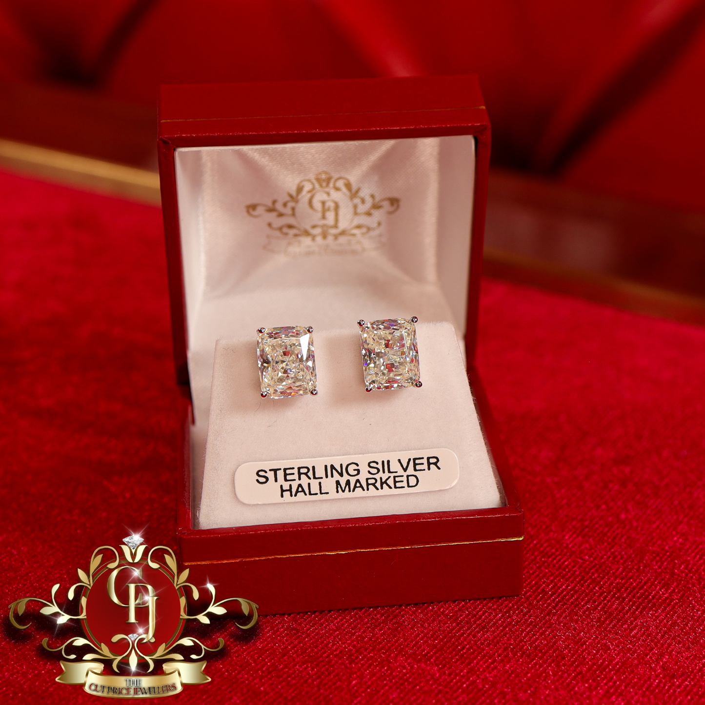 The "Felicity" Stud Earrings (Sterling Silver with Cubic Zirconia) | The Cut Price Jewellers