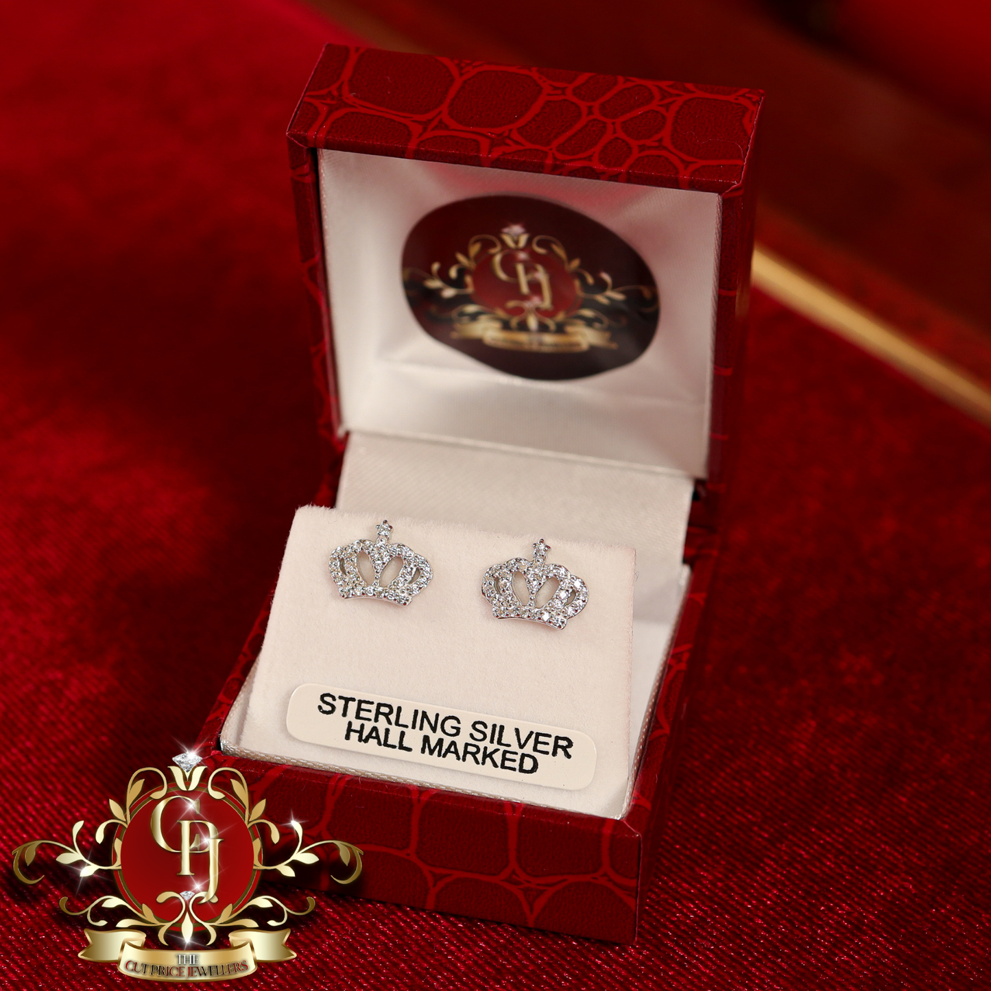 CHRISTMAS DROP NO.4: "Talia" Crown Studs (Sterling Silver with Cubic Zirconia) | The Cut Price Jewellers