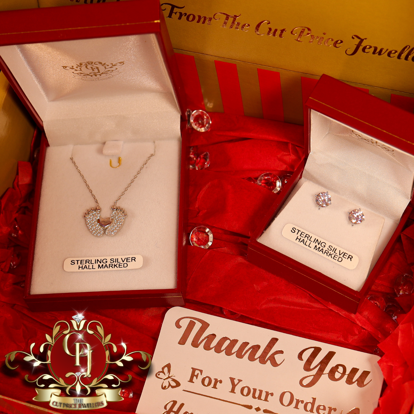 "Tiny Toes" Gift Box (Sterling Silver with Cubic Zirconia) | The Cut Price Jewellers