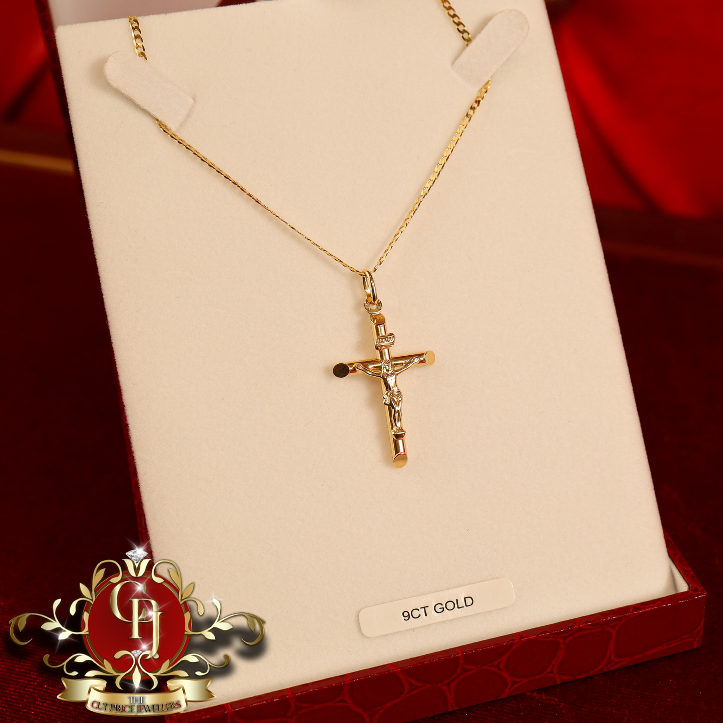 9ct Gold Crucifix with Chain | The Cut Price Jewellers