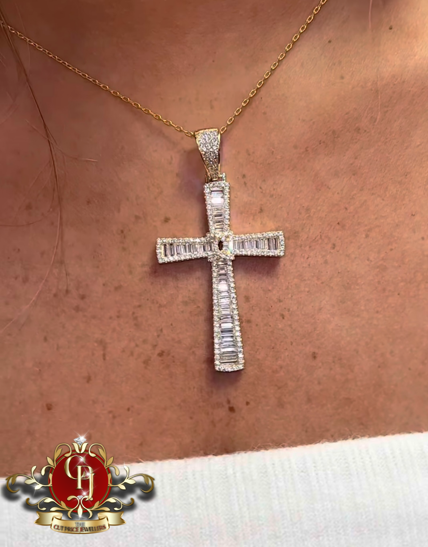 Gold-Plated Coco Cross & Chain