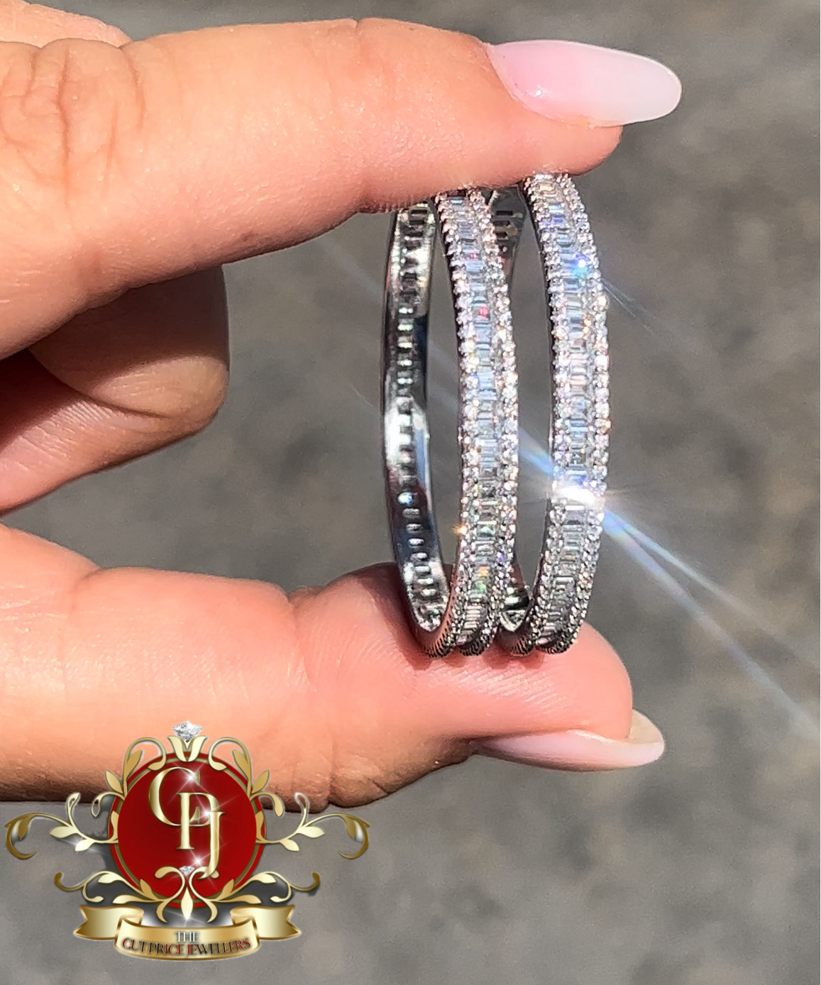 The "Eliana" Baguette Hoop Earrings