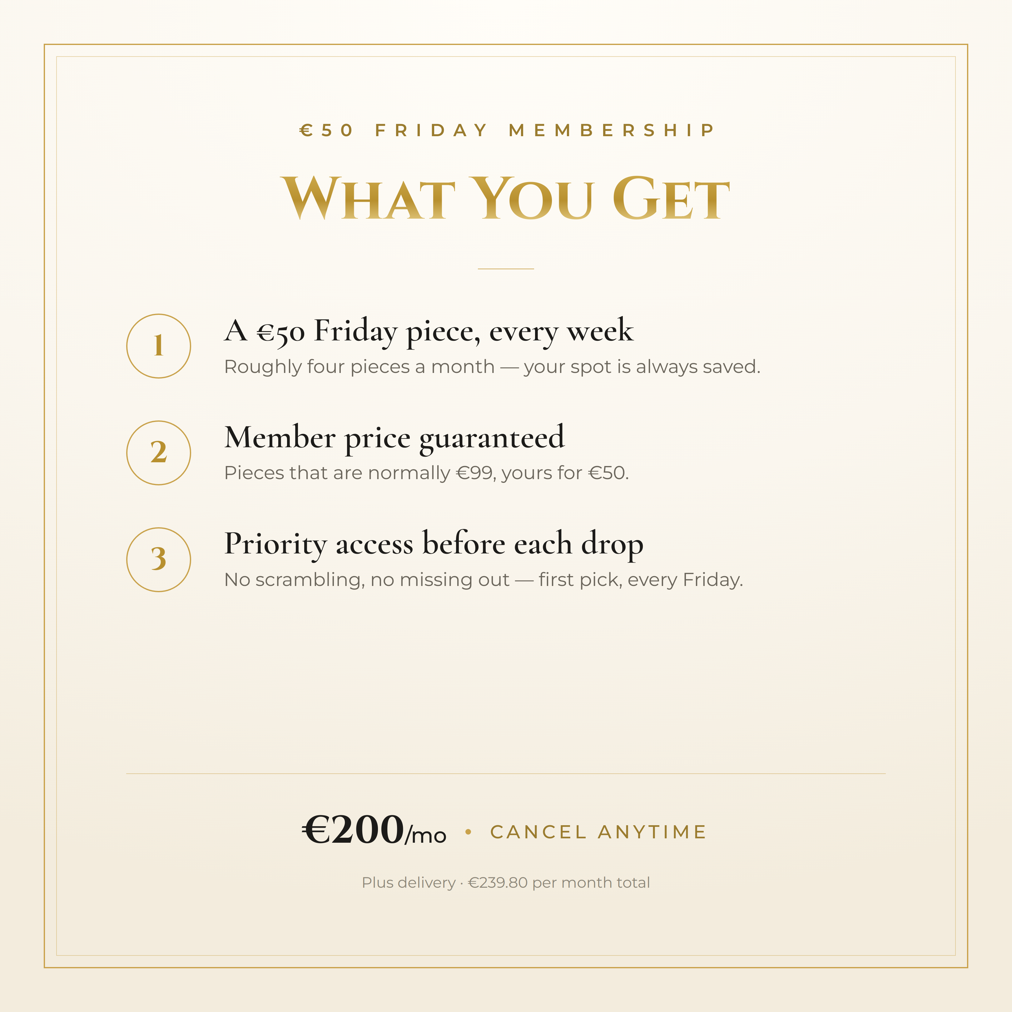 Subscription €50 Fridays