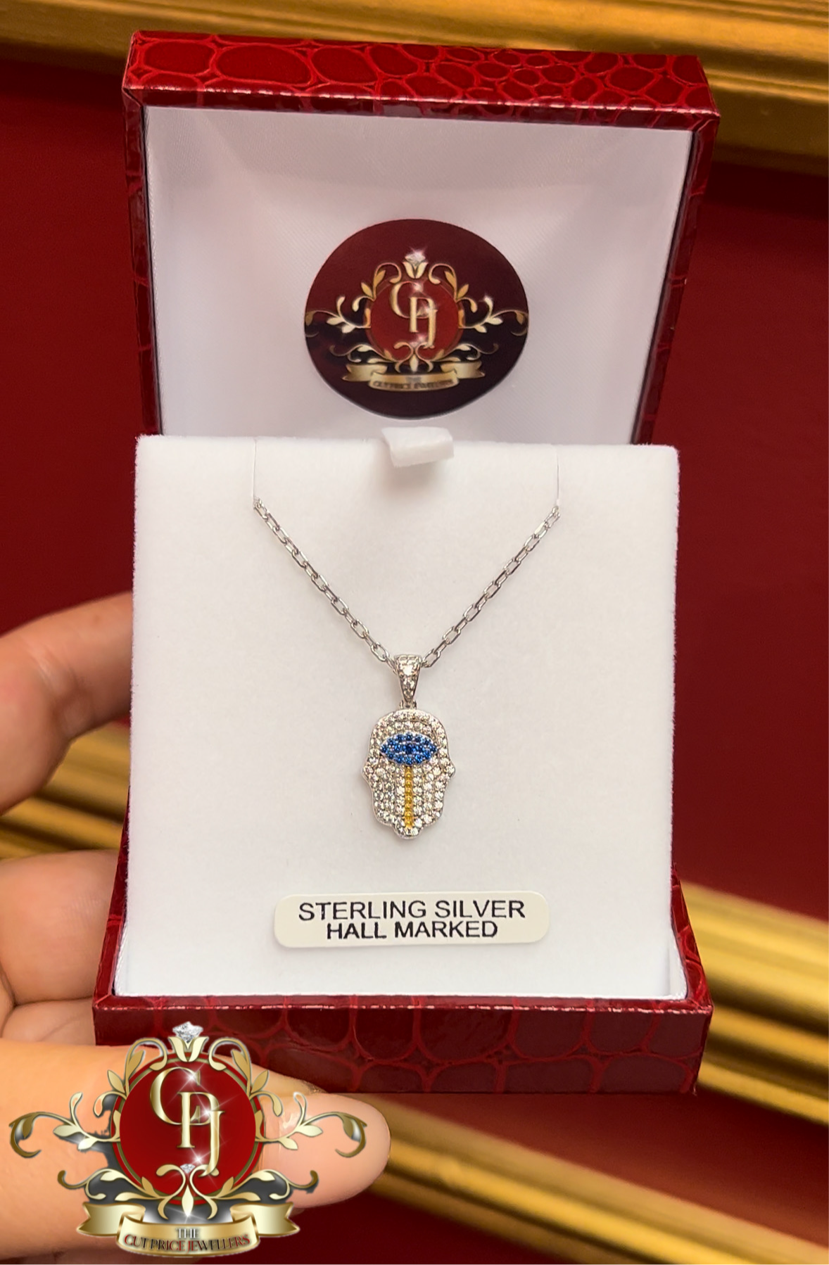 The Maia Hamsa sterling silver chain