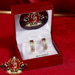 9ct Gold Earrings with Double Row Cubic Zirconia