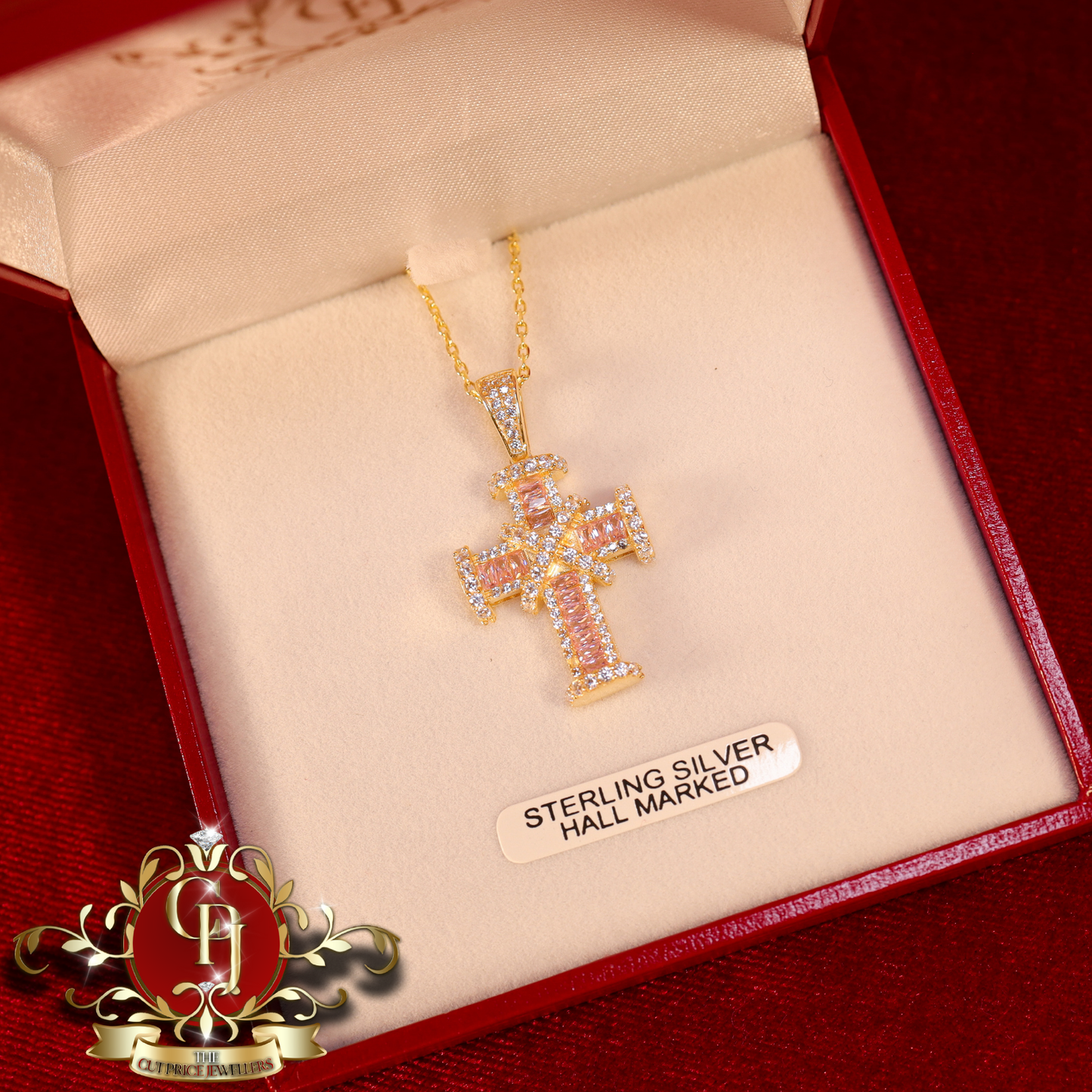 The Pink Cross 1 (Gold-Plated) | The Cut Price Jewellers