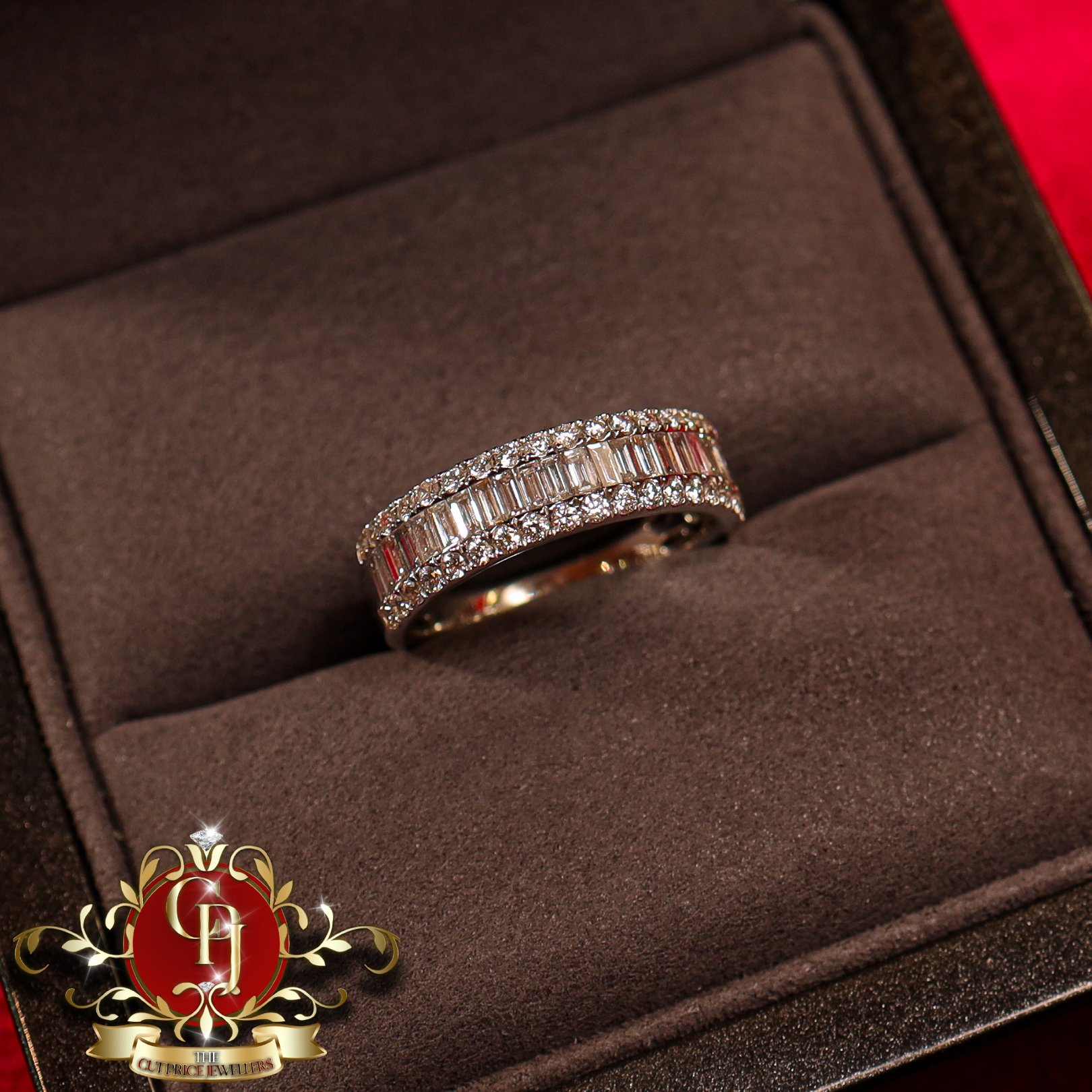 Platinum Ring with Genuine Diamonds