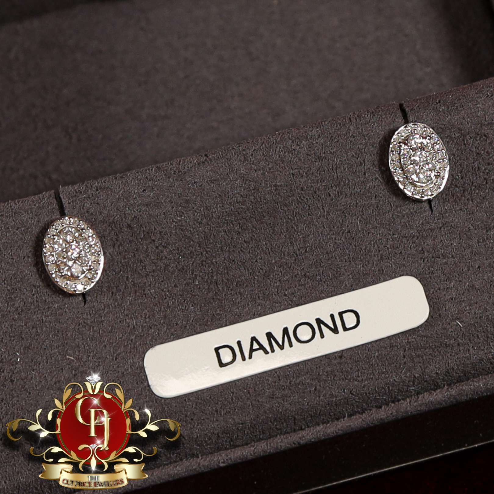 10ct White Gold Oval Studs with 0.25ct Genuine Diamonds