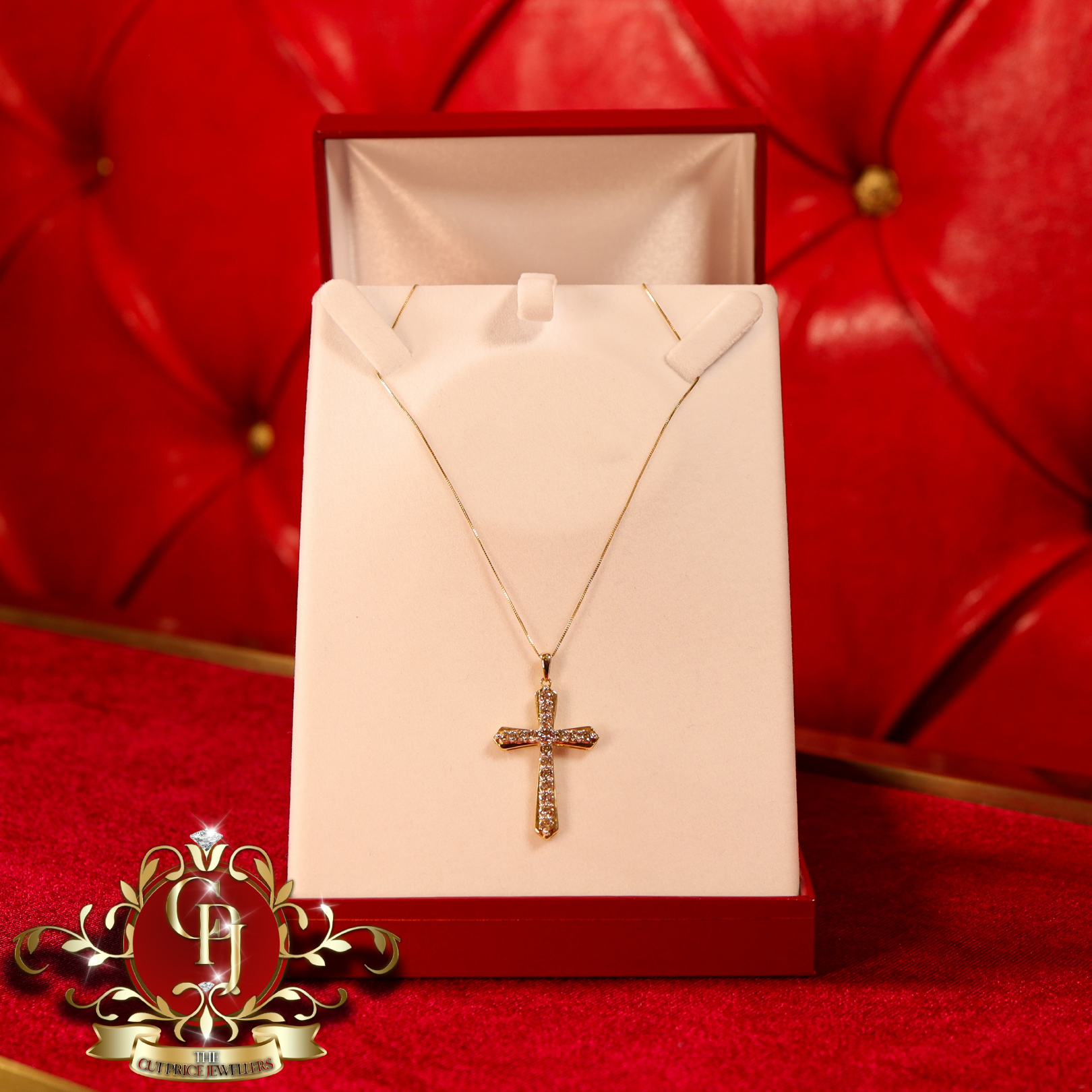 10ct Gold 1ct Genuine Diamond Cross