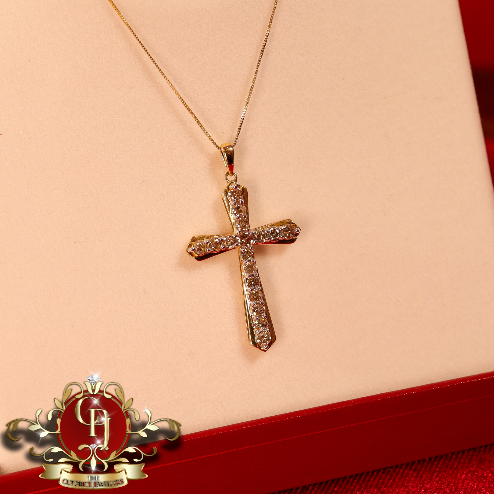 10ct Gold 1ct Genuine Diamond Cross