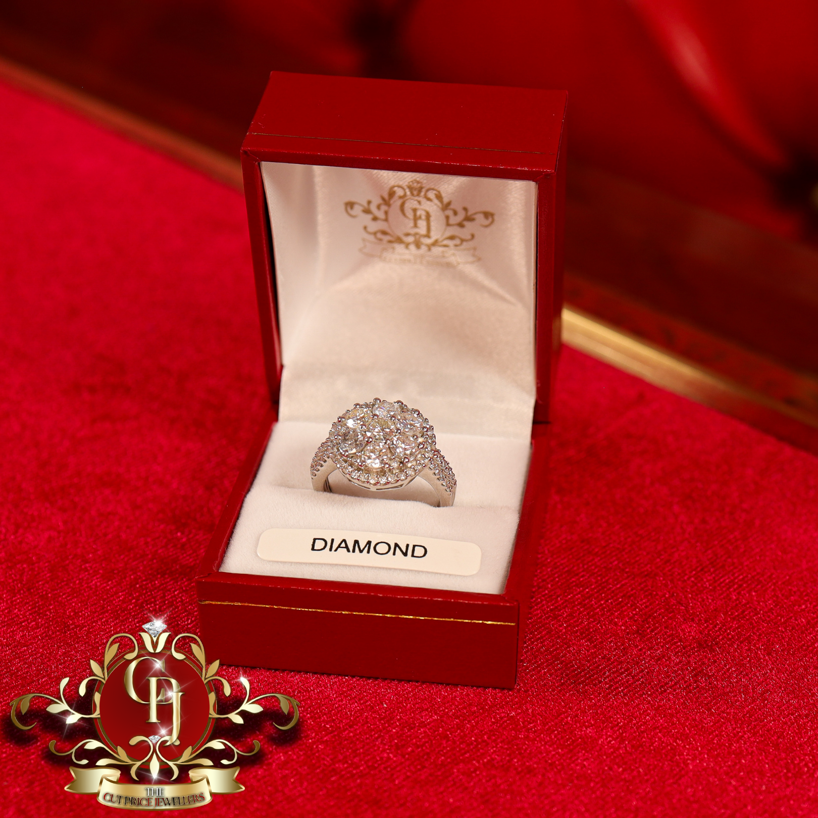 14ct White Gold Ring with 2.5ct Genuine Diamonds