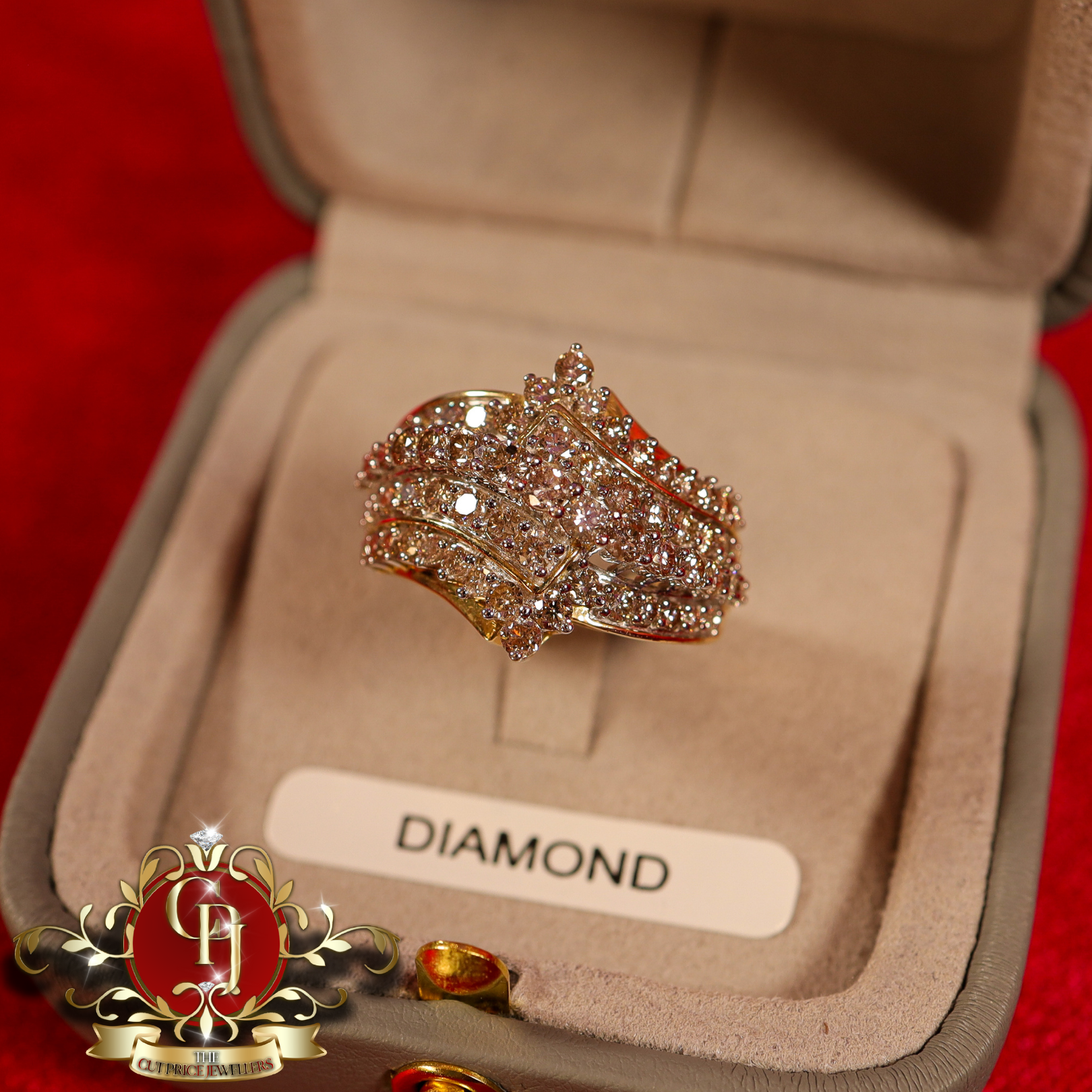 14ct Gold Ring with 2ct Genuine Diamonds