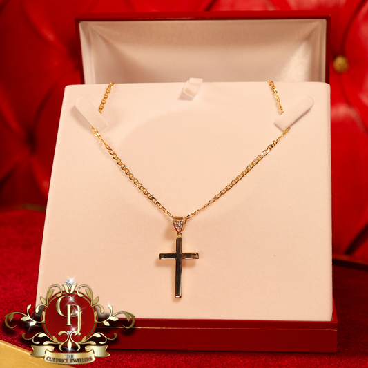 14ct Gold Cross & 9ct Anchor Link Chain | The Cut Price Jewellers