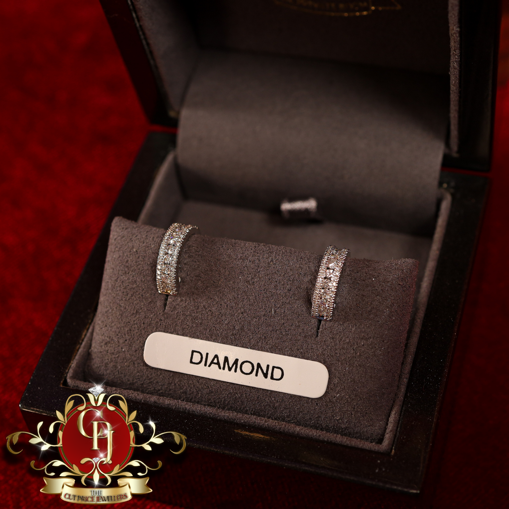 14ct White Gold Hoops with 0.5ct Genuine Diamonds