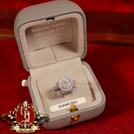 14ct White Gold Bridal Set Rings with 2.5ct Genuine Diamonds | The Cut Price Jewellers