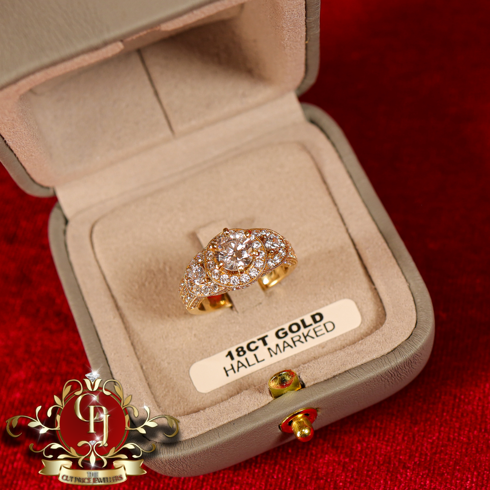 18ct Gold "Rose" Ring with Cubic Zirconia