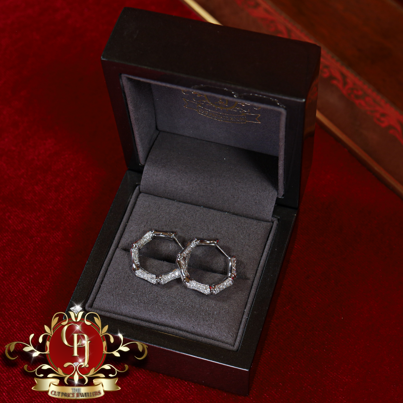 14ct White Gold Hoops with 2.1ct Genuine Diamonds