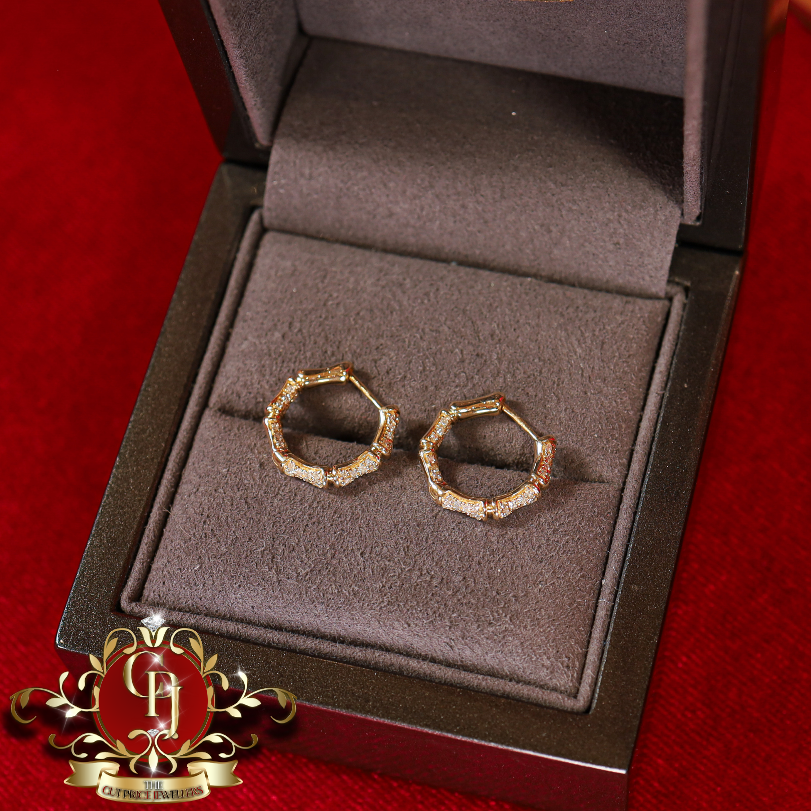 14ct Gold Hoops with 0.5ct Genuine Diamonds