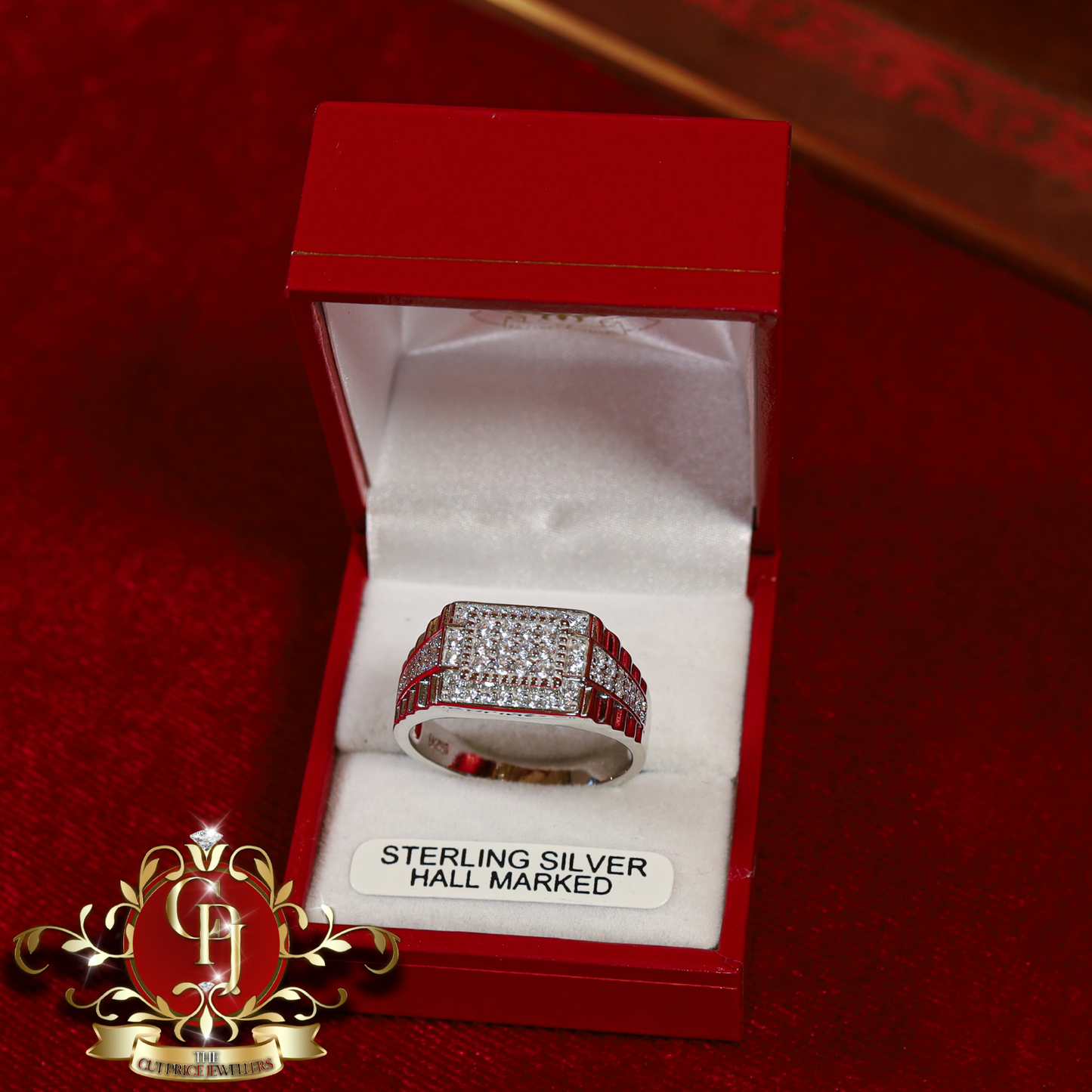 Gents Rolex-Style Sterling Silver Ring with Cubic Zirconia | The Cut Price Jewellers