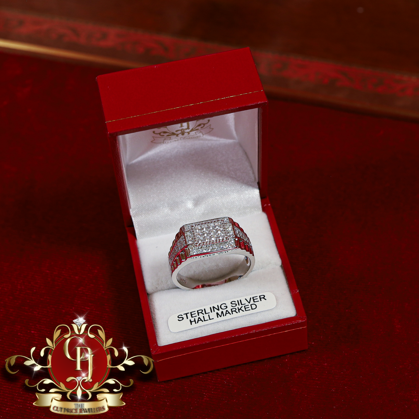 Gents Rolex-Style Sterling Silver Ring with Cubic Zirconia | The Cut Price Jewellers